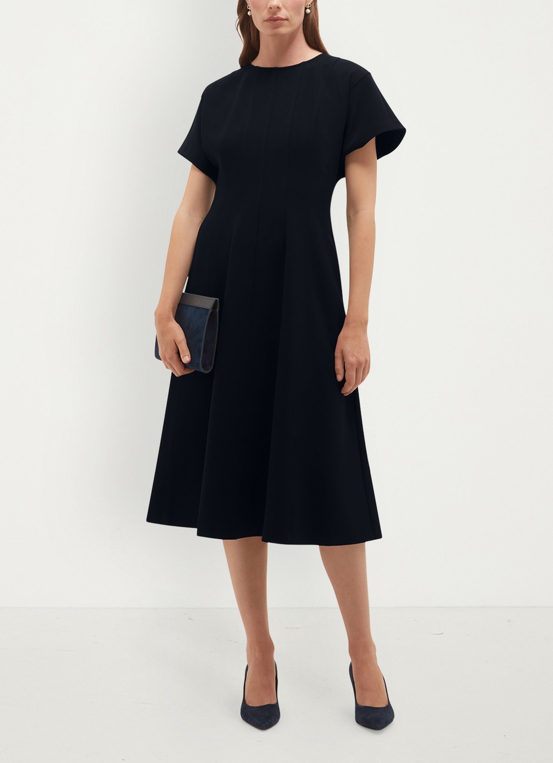 Hobbs Melina mini jurk met plooien - detail 4 donkerblauw