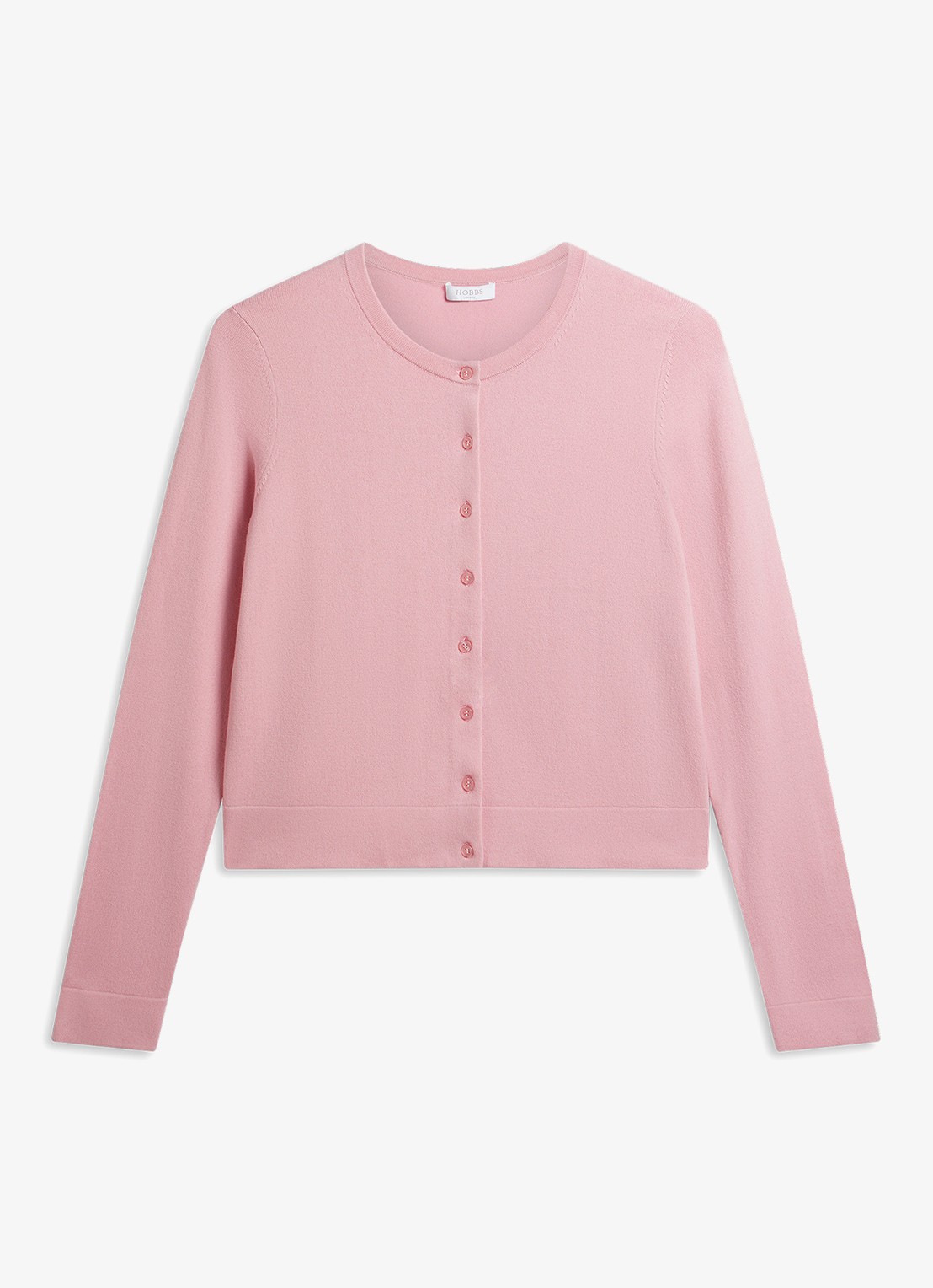 Hobbs Michelle fijngebreid vest met ronde hals - voorkant roze