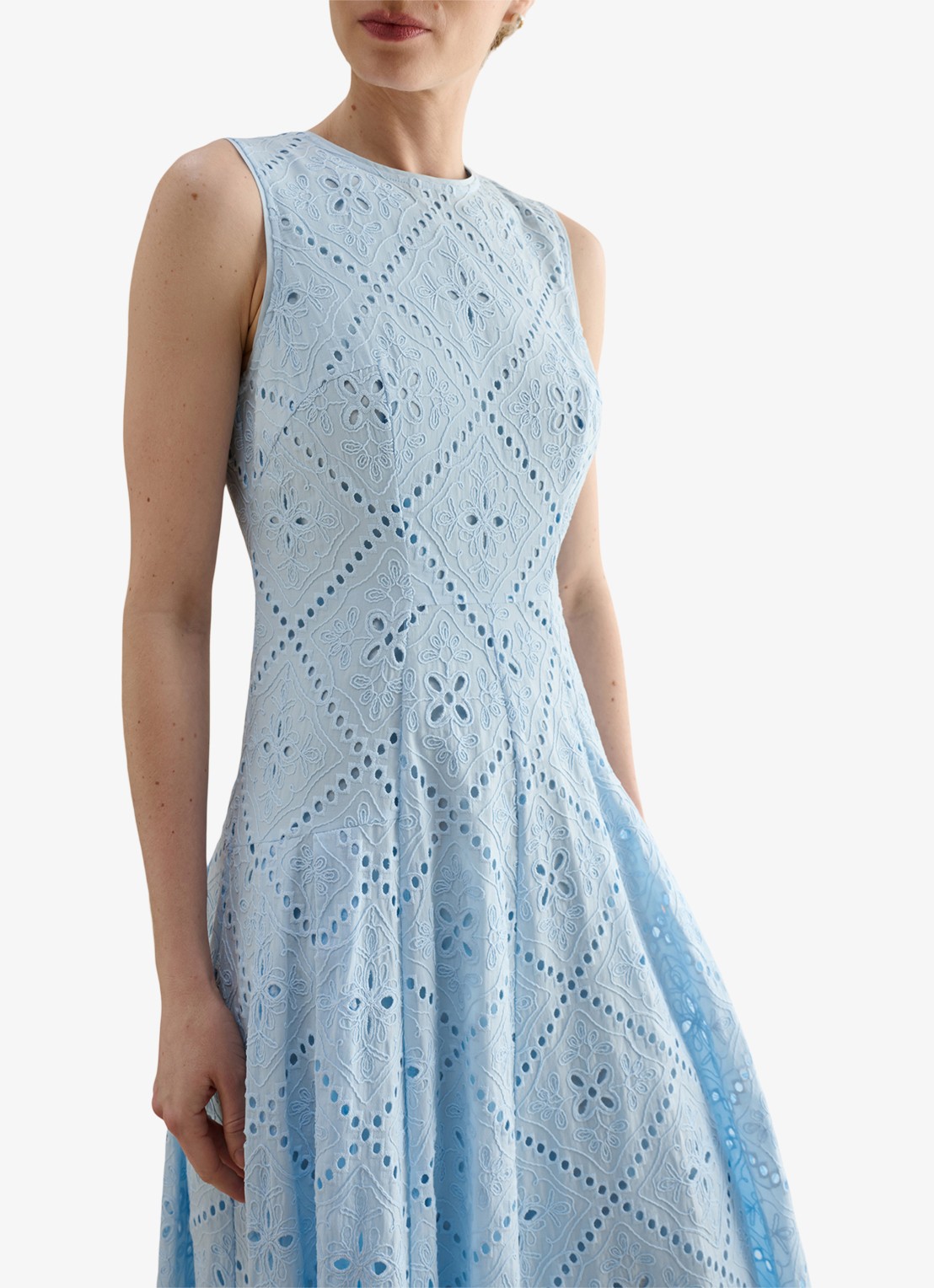Hobbs Midi jurk met borduring - detail 4 lichtblauw