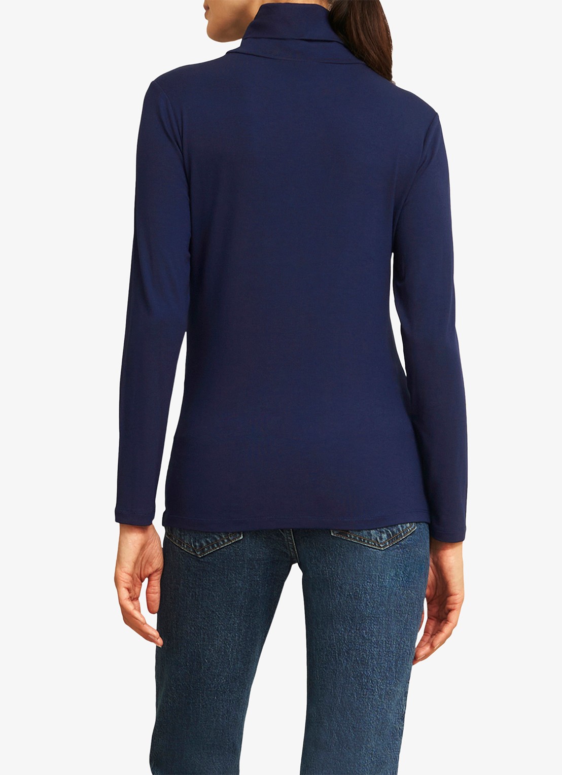 Hobbs Mischa top met col - achterkant donkerblauw