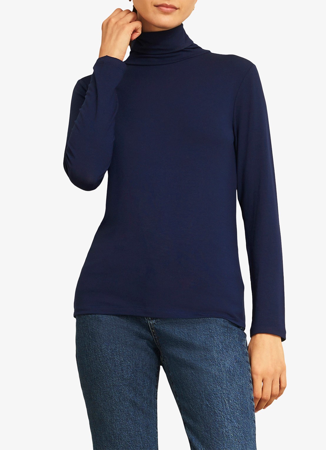 Hobbs Mischa top met col - detail 4 donkerblauw