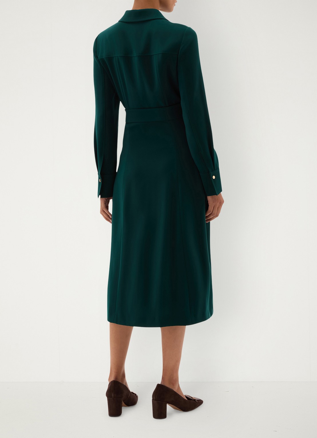 Hobbs Mylie midi blouse jurk met ceintuur - achterkant 3 groen