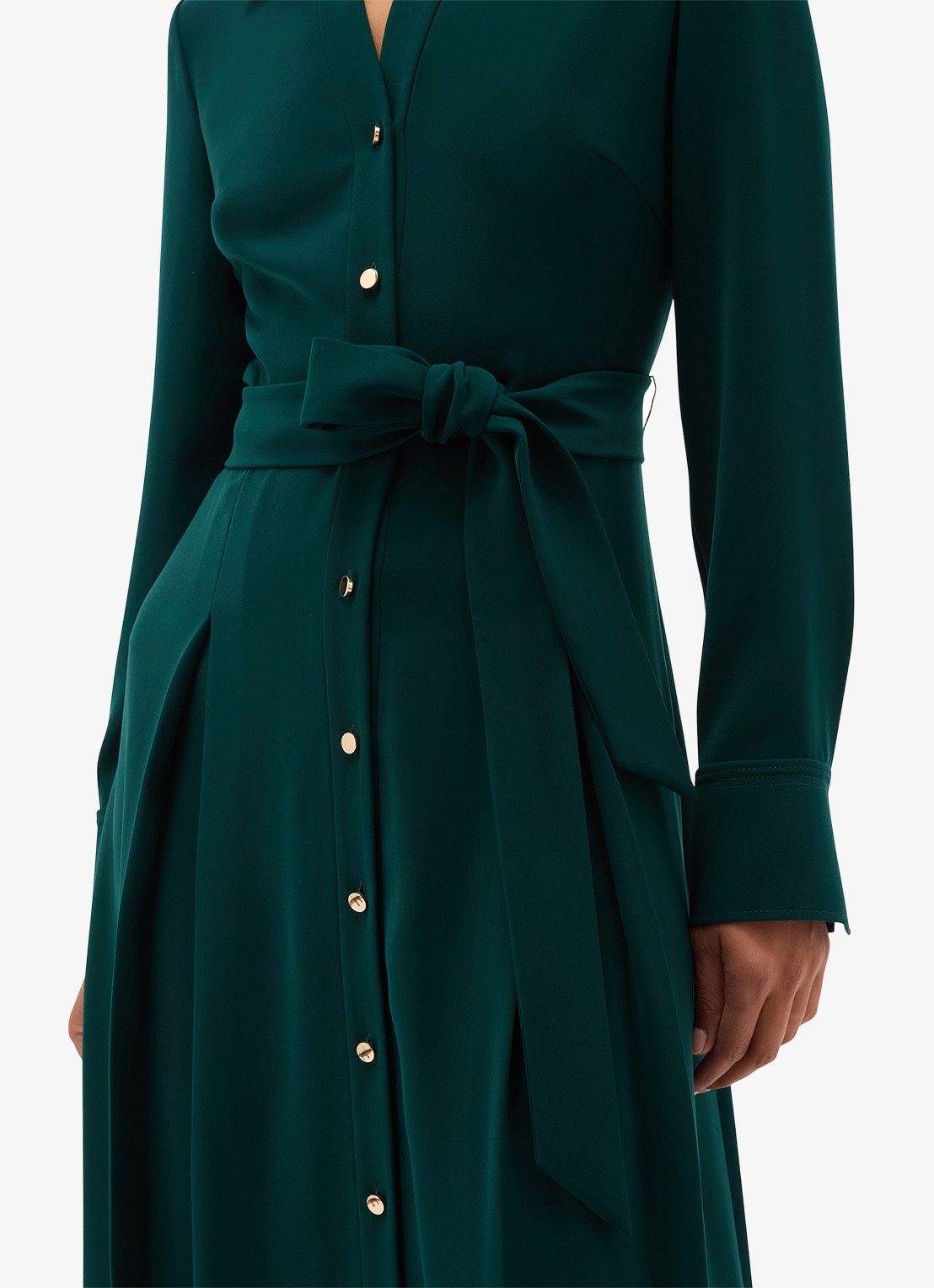 Hobbs Mylie midi blouse jurk met ceintuur - detail 5 groen