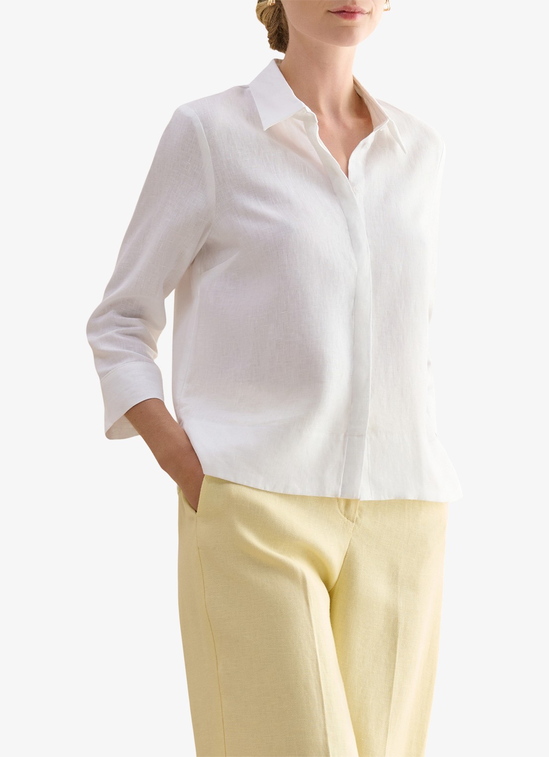 Hobbs Nita blouse van linnen - detail 2 wit