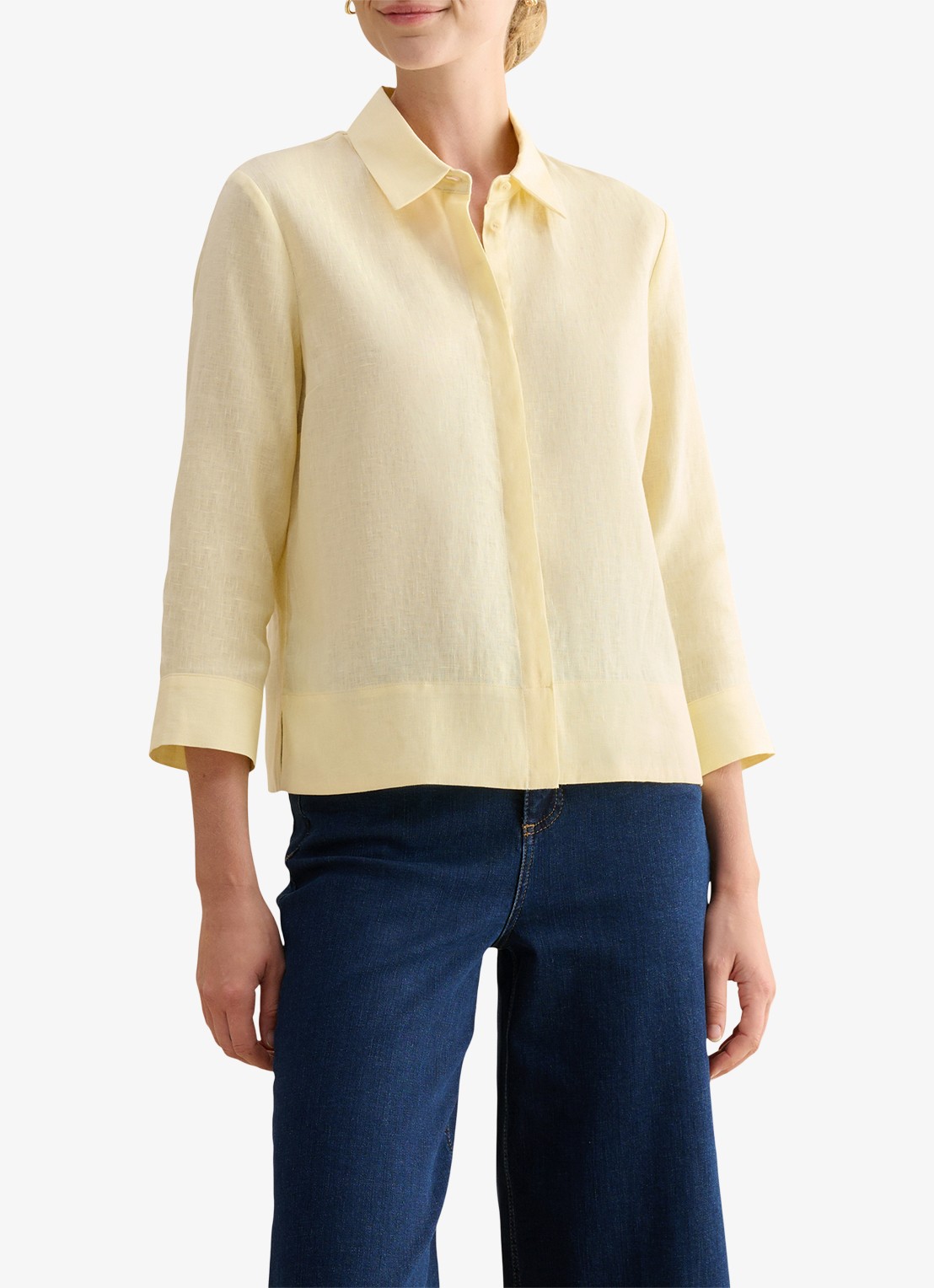 Hobbs Nita blouse van linnen - detail 4 geel