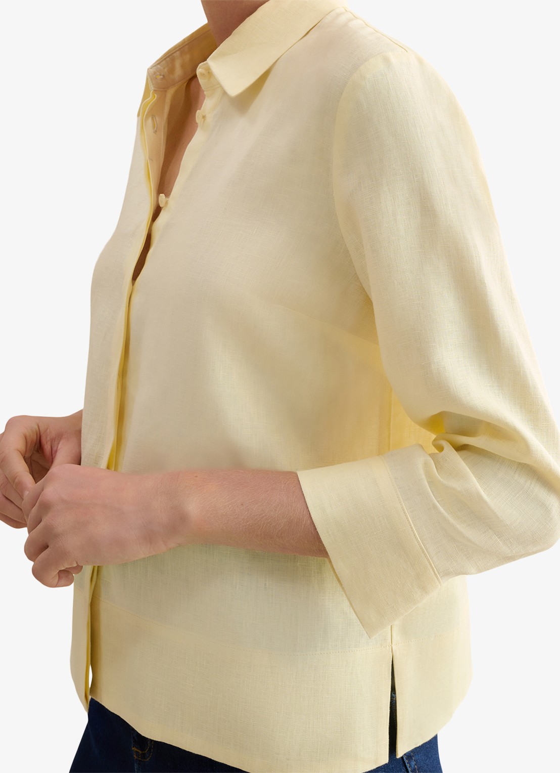 Hobbs Nita blouse van linnen - detail 5 geel
