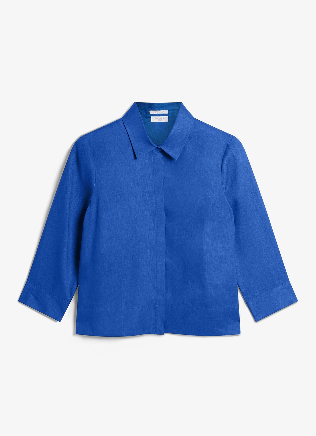 Hobbs Nita blouse van linnen - voorkant 2 blauw
