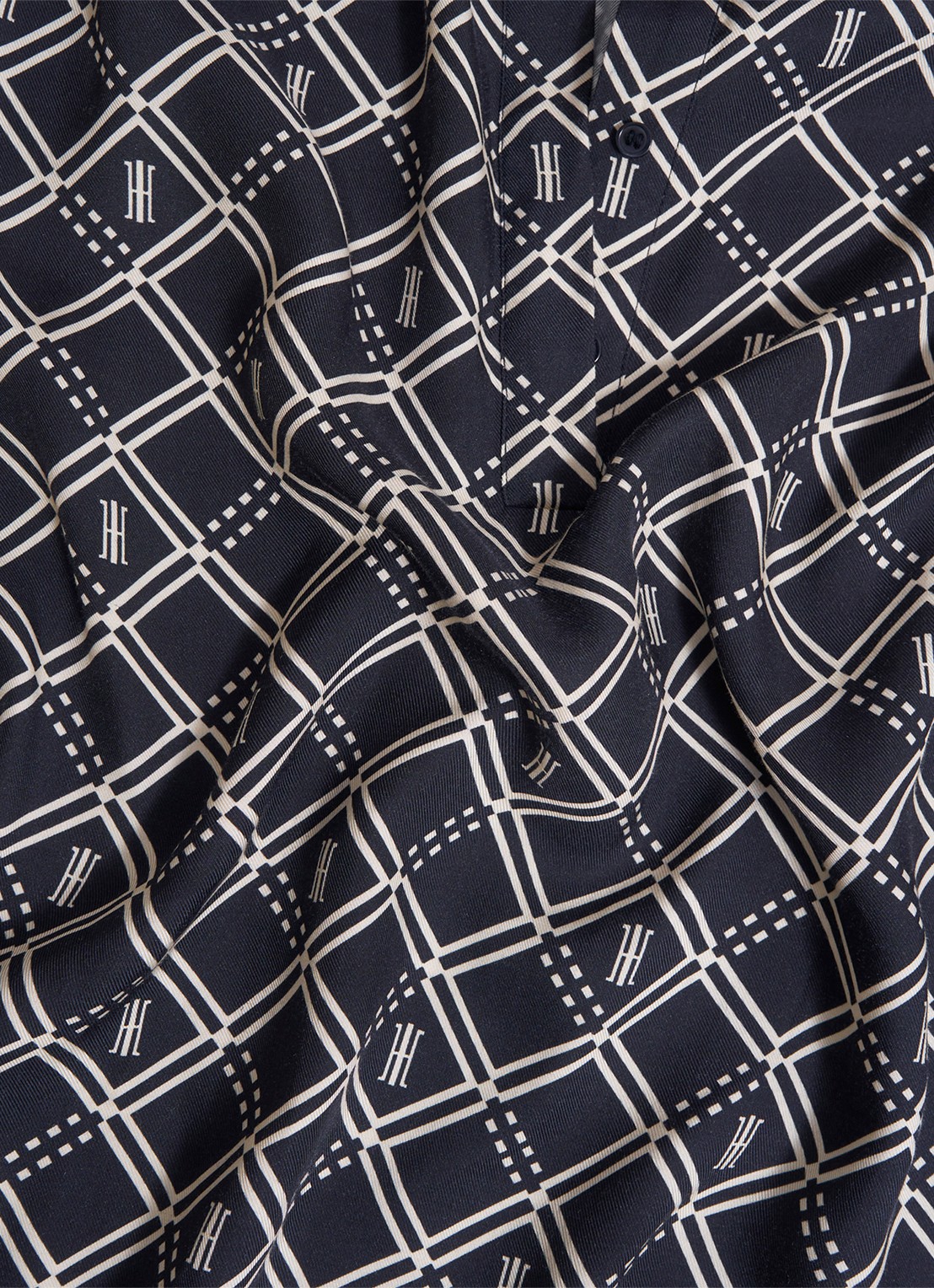Hobbs Paulina blouse met grafische print  - detail 7 donkerblauw