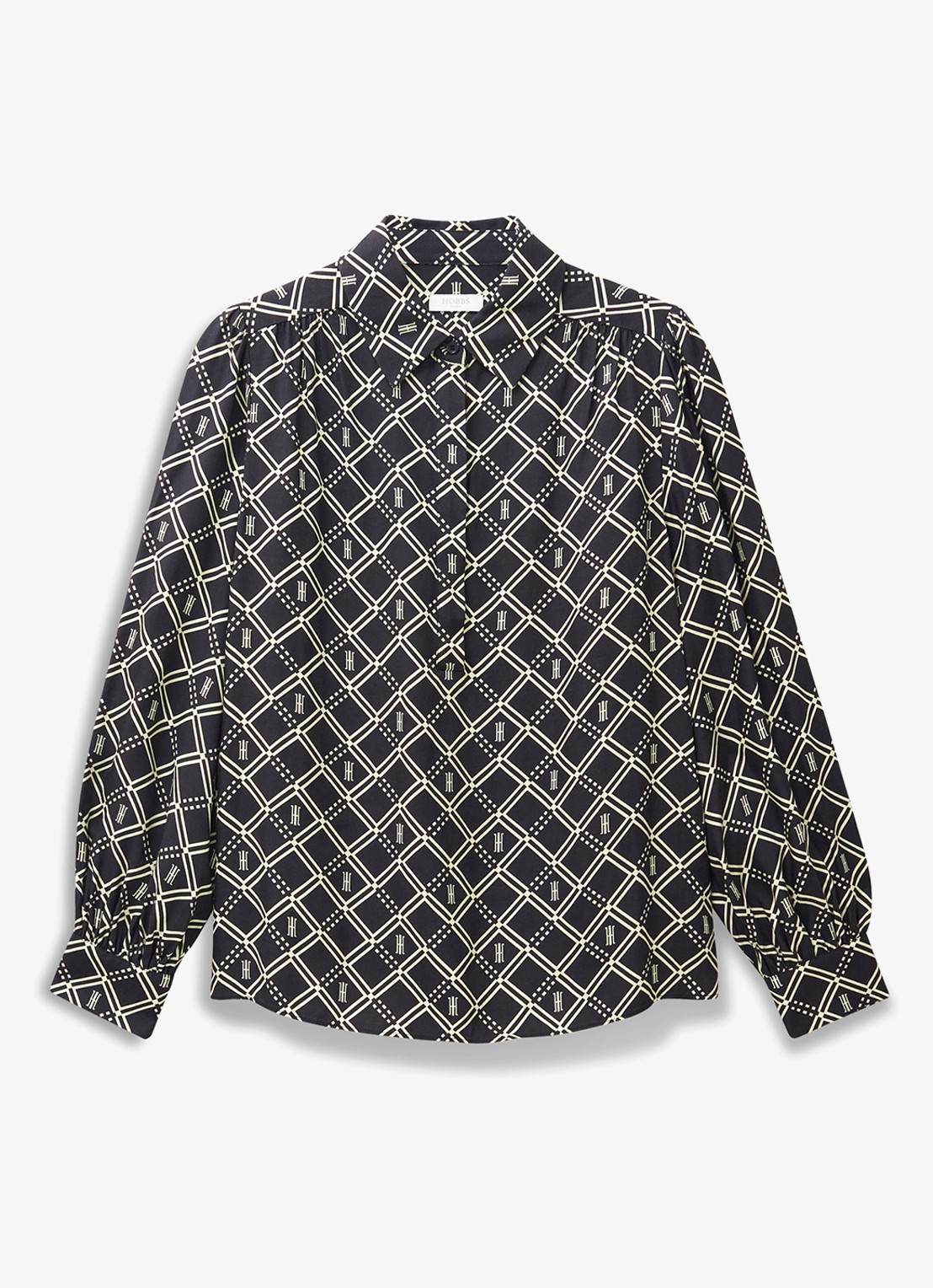 Hobbs Paulina blouse met grafische print  - voorkant 2 donkerblauw