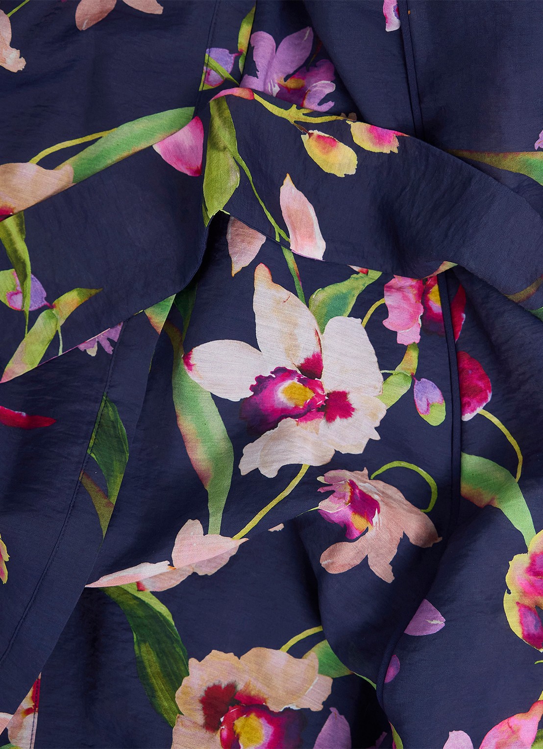 Hobbs Pippa blousejurk met strikceintuur en bloemenprint - detail 5 donkerblauw