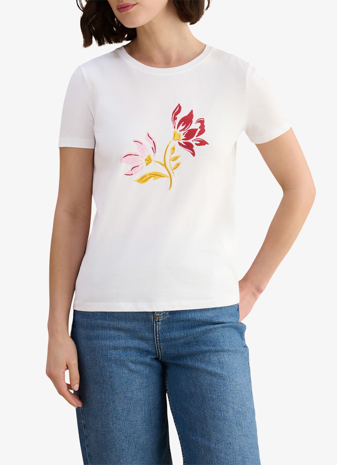 Hobbs Pixie T-shirt met print en ronde hals - voorkant 5 wit