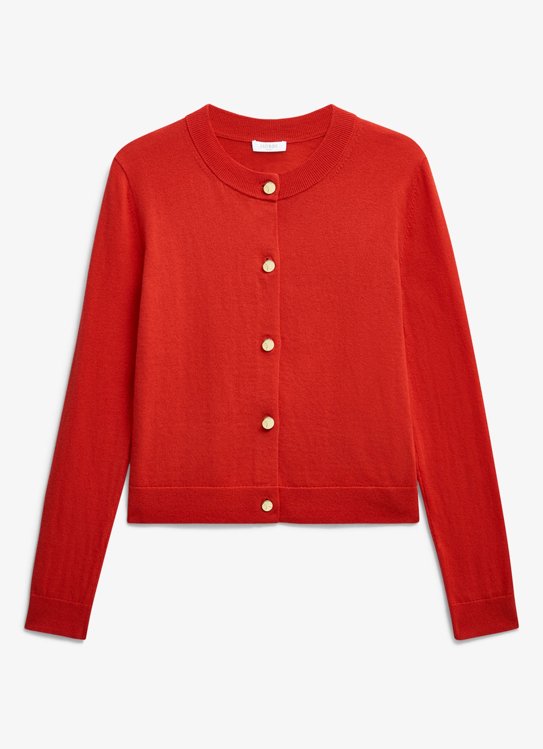Hobbs Priya fijngebreid vest in merino wolbend - voorkant 2 rood
