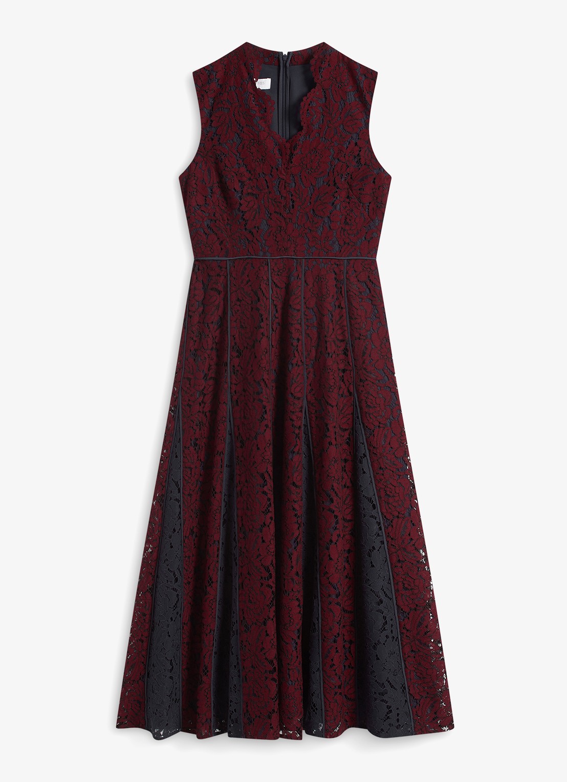 Hobbs Quin midi jurk met details van kant - voorkant donkerrood
