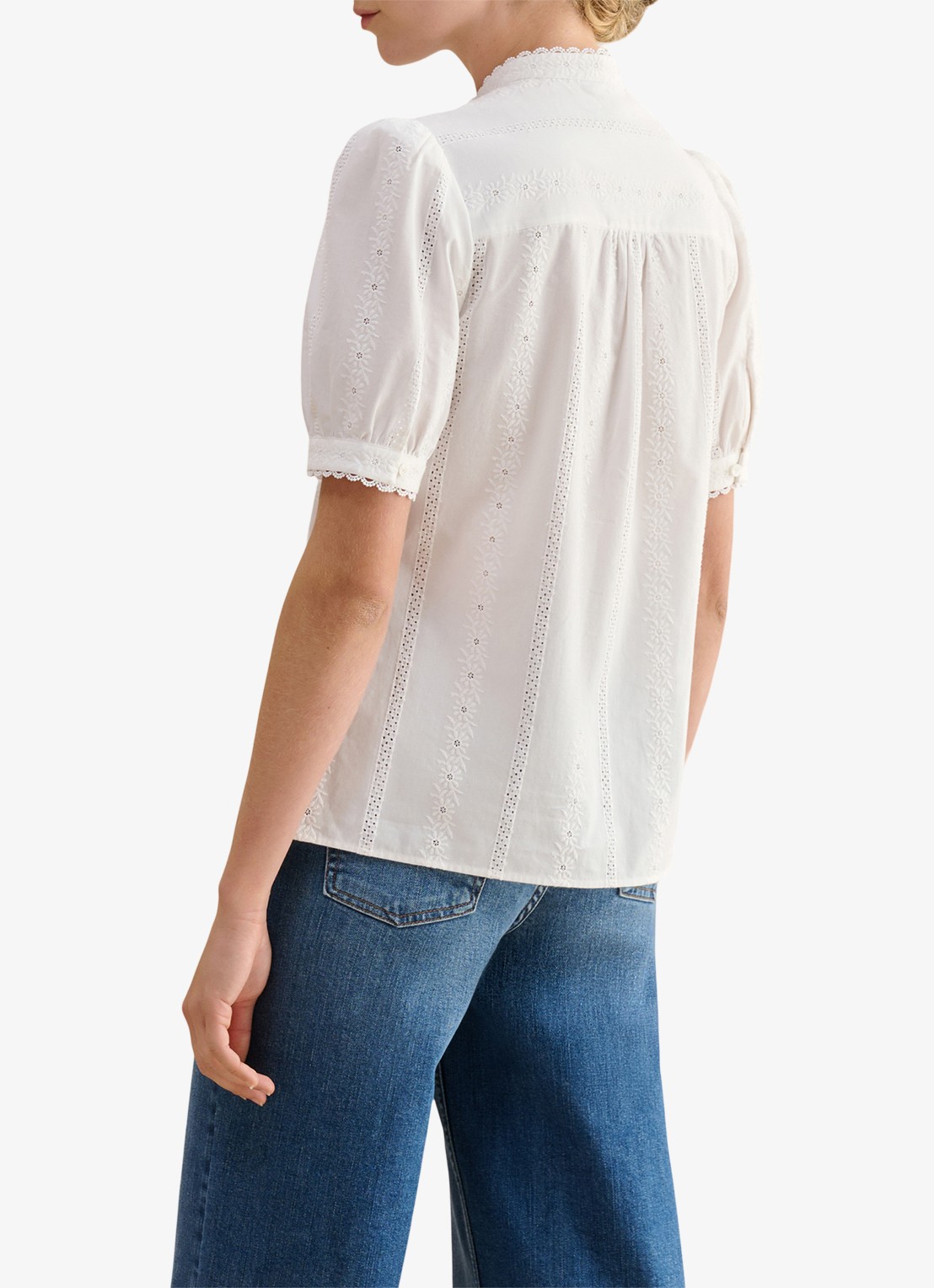 Hobbs Sawyer blouse met borduring  - achterkant 2 wit
