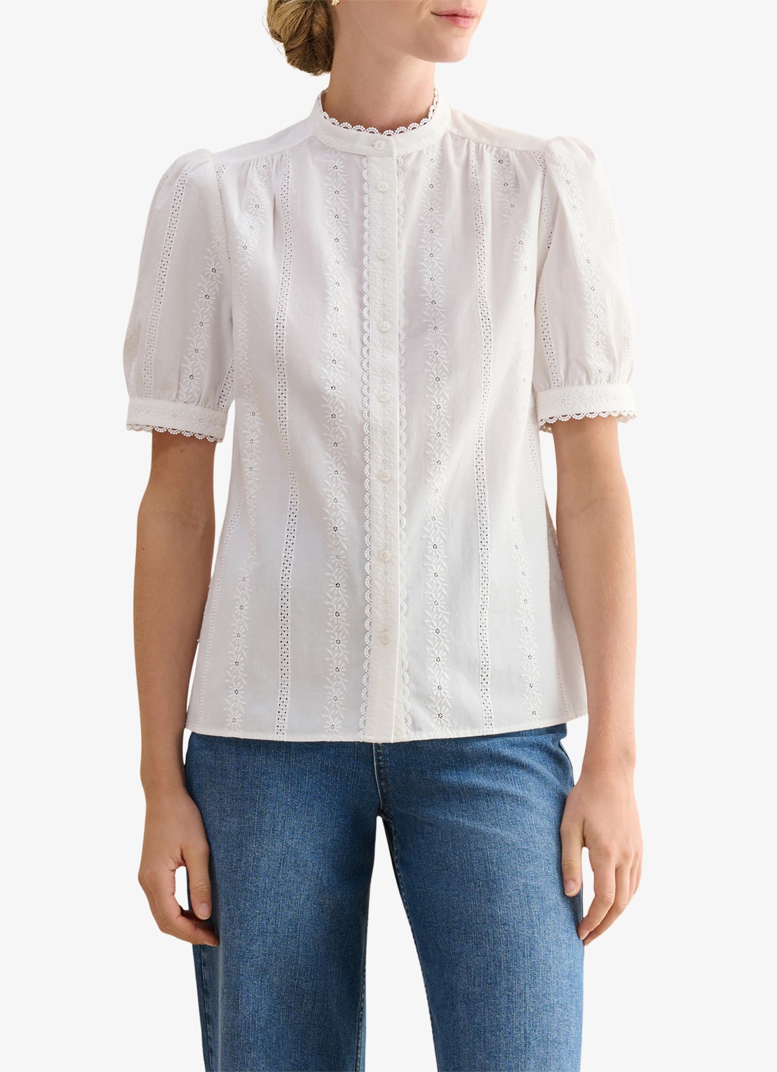 Hobbs Sawyer blouse met borduring  - detail 3 wit