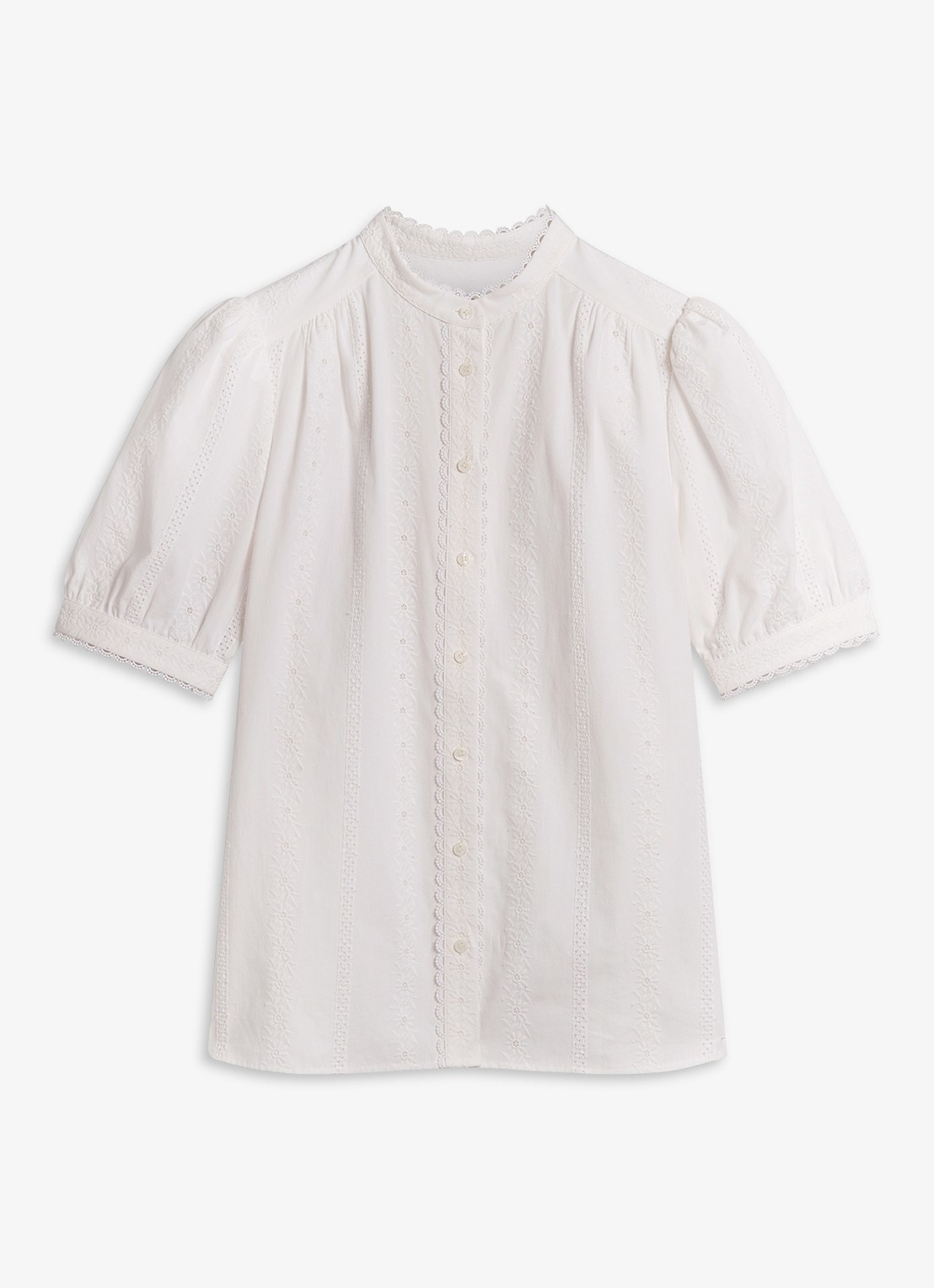 Hobbs Sawyer blouse met borduring  - voorkant wit