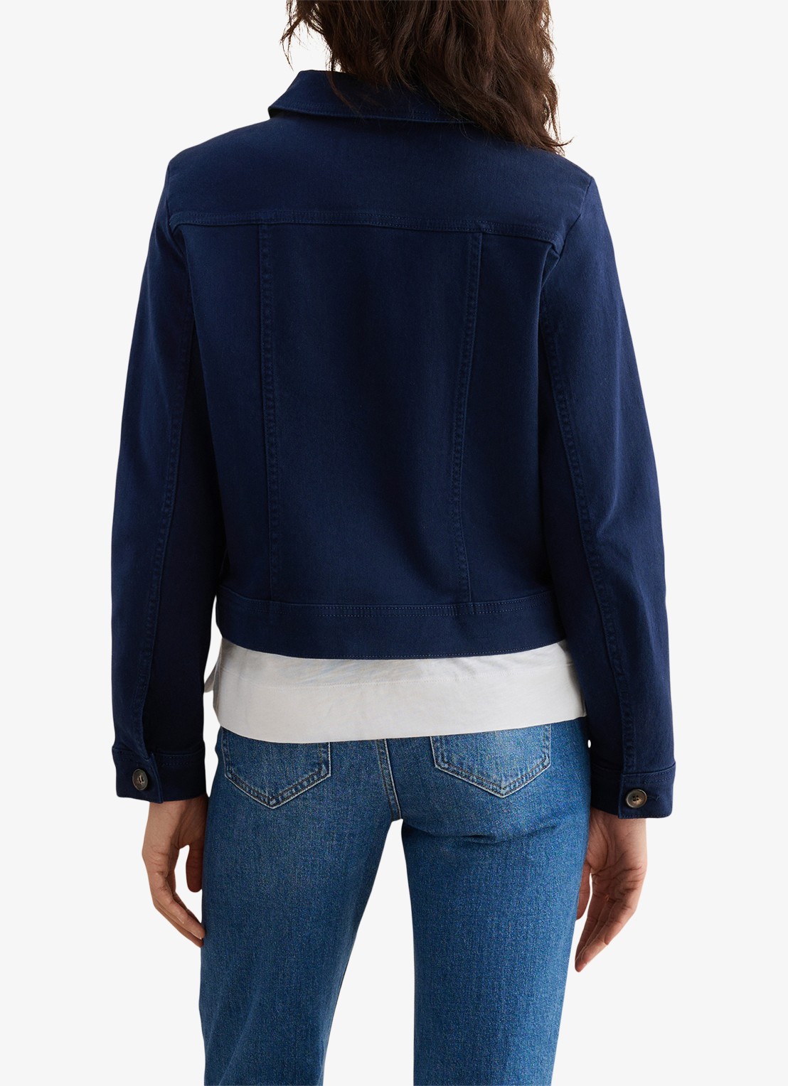 Hobbs Selborne spijkerjas met steekzakken - achterkant donkerblauw