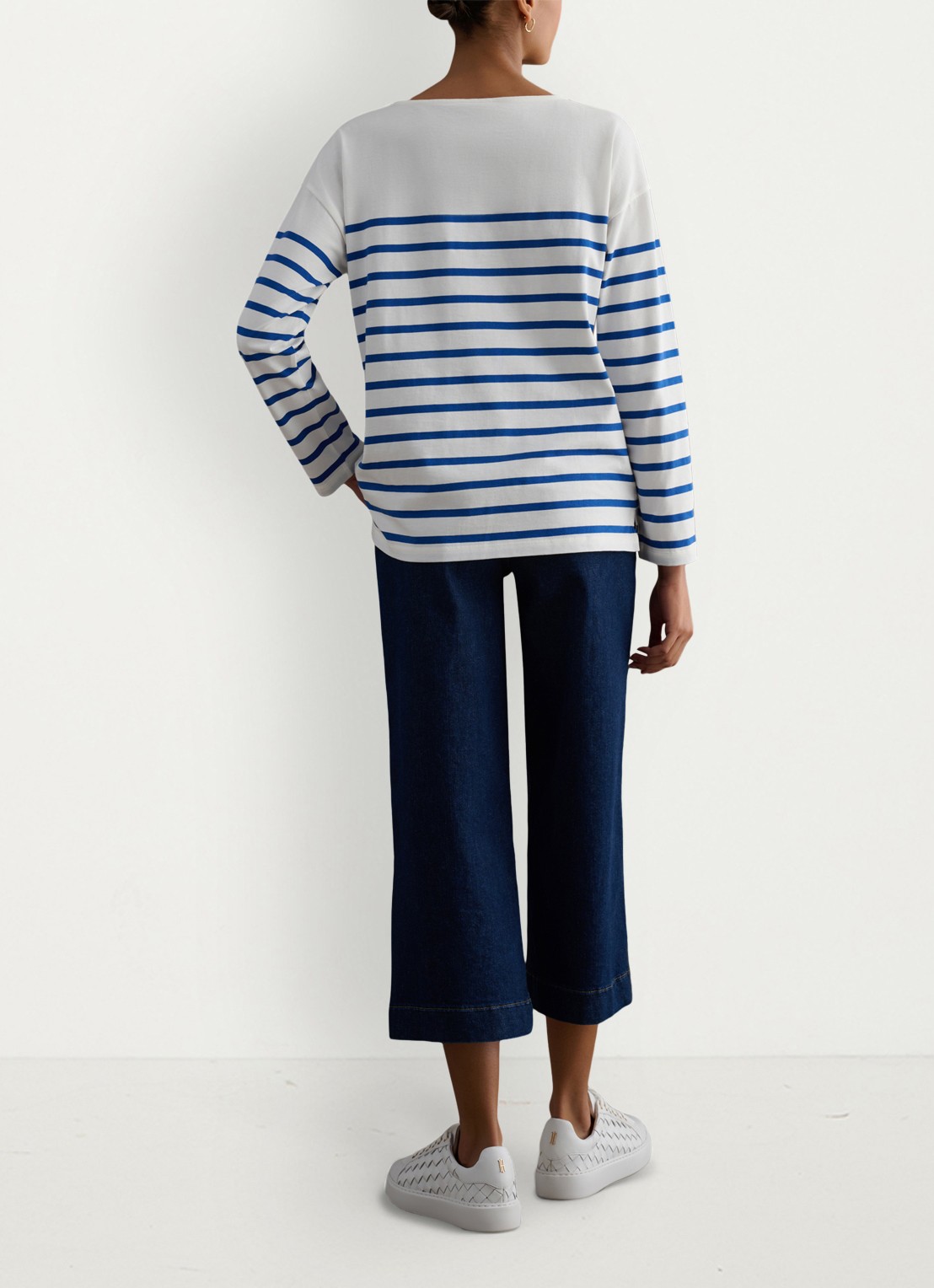Hobbs Sian longsleeve met streepprint - achterkant blauw