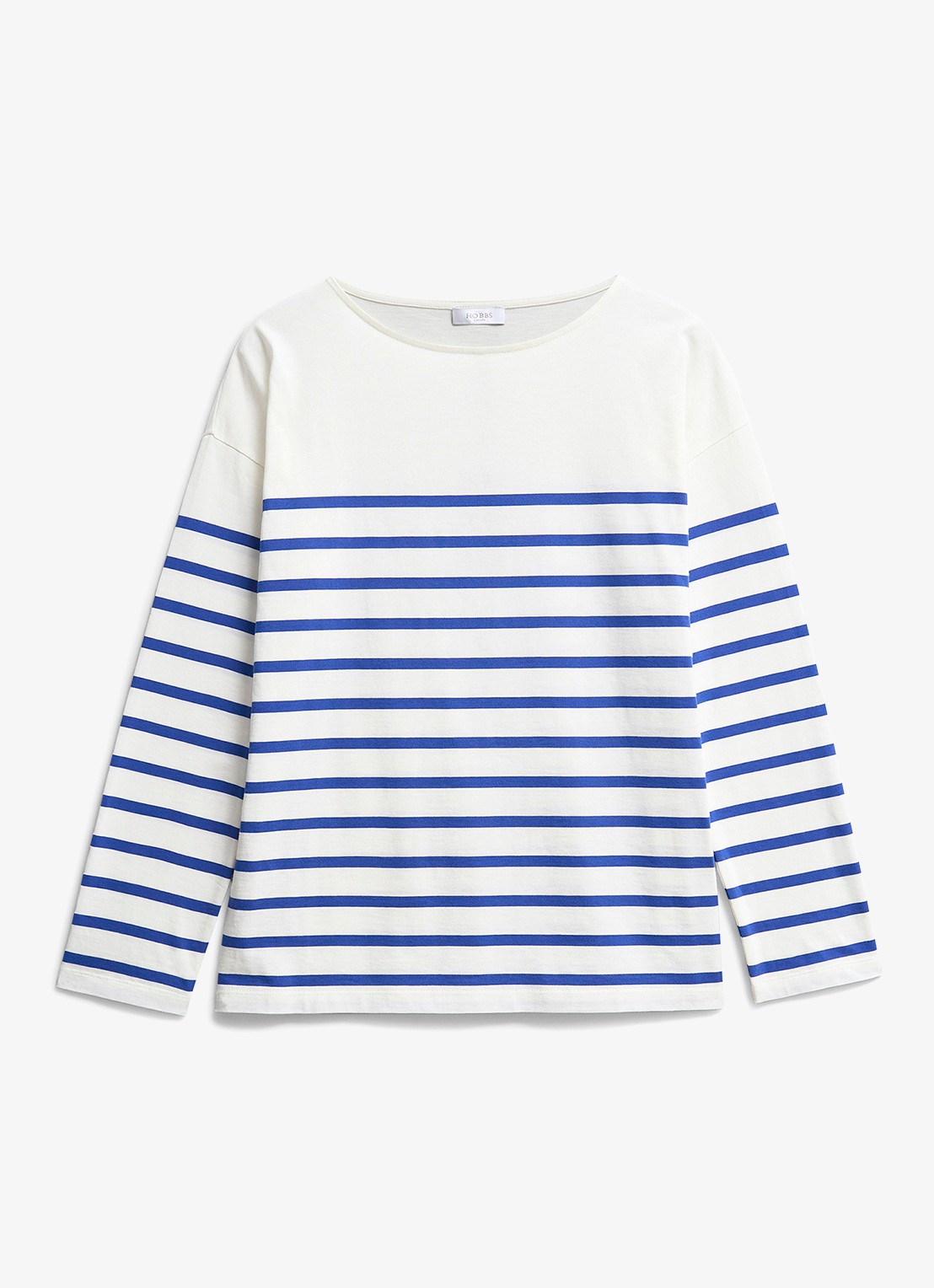 Hobbs Sian longsleeve met streepprint - voorkant 2 blauw