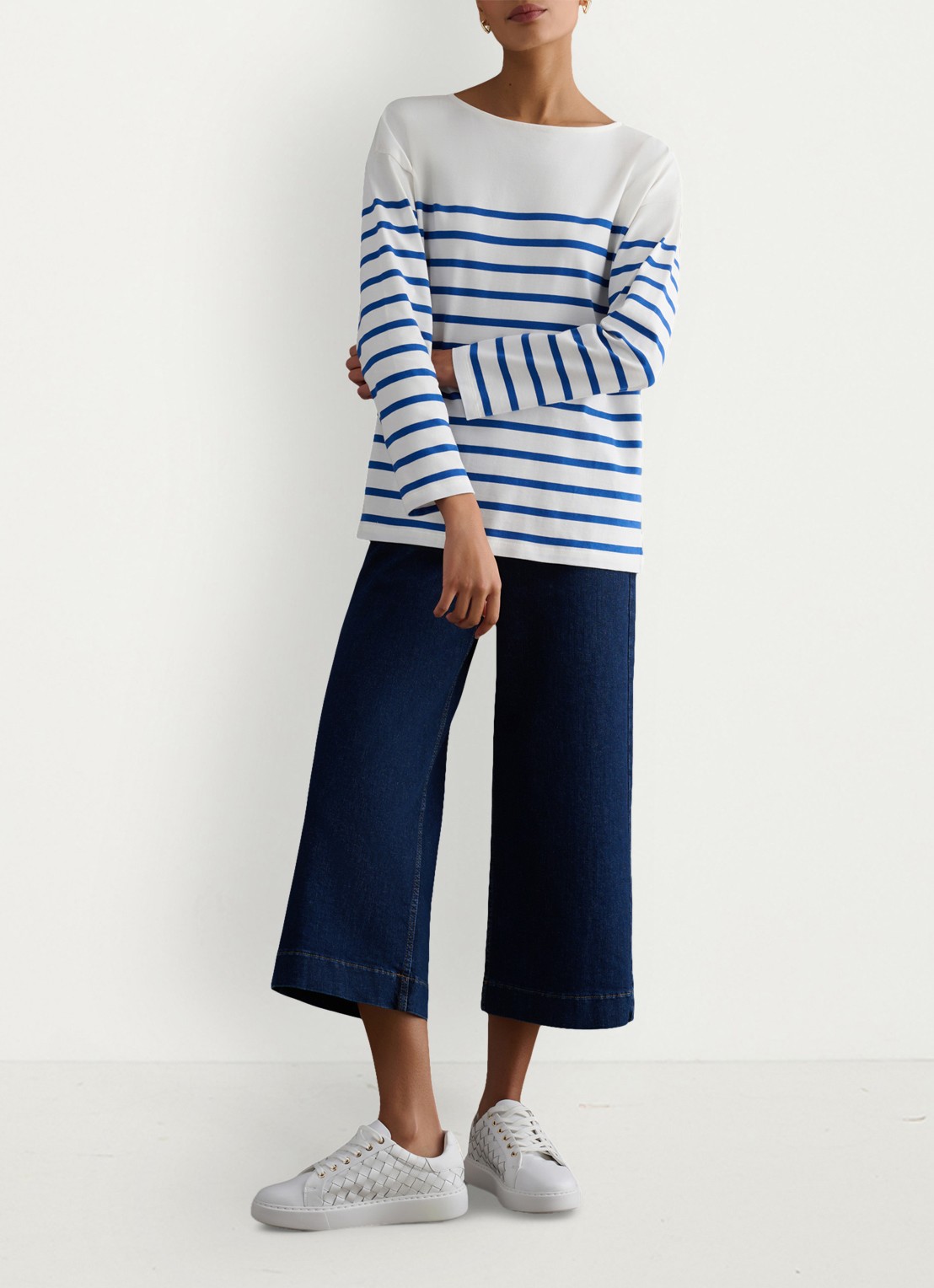 Hobbs Sian longsleeve met streepprint - voorkant 3 blauw