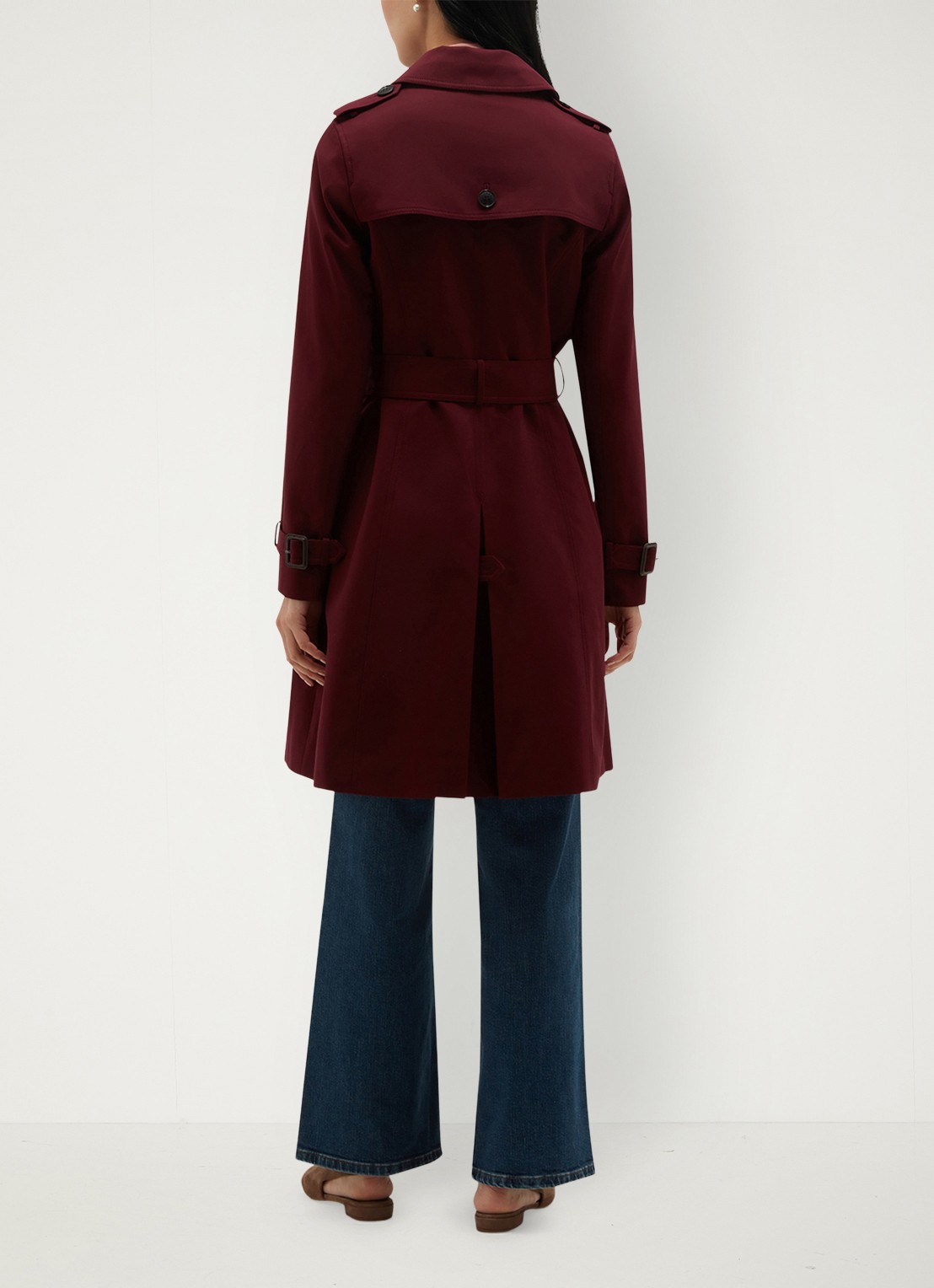 Hobbs Skylar double-breasted trenchcoat met strikceintuur - achterkant 8 bordeauxrood