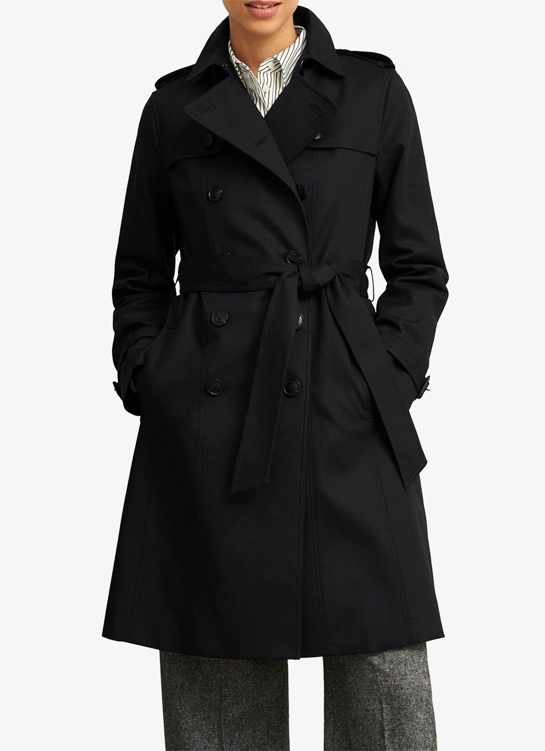 Hobbs Skylar trenchcoat met steekzakken - detail zwart