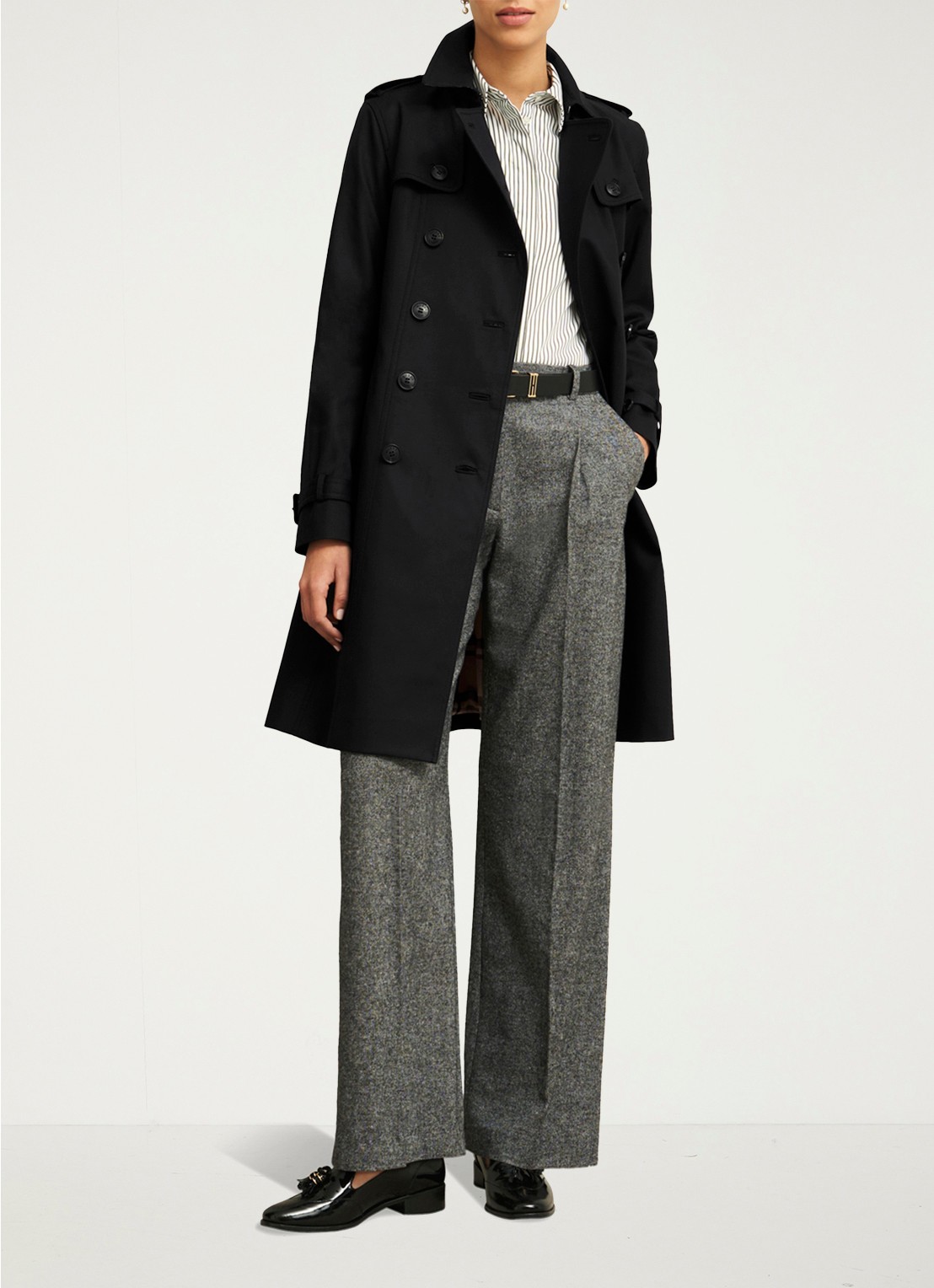 Hobbs Skylar trenchcoat met steekzakken - voorkant 7 zwart
