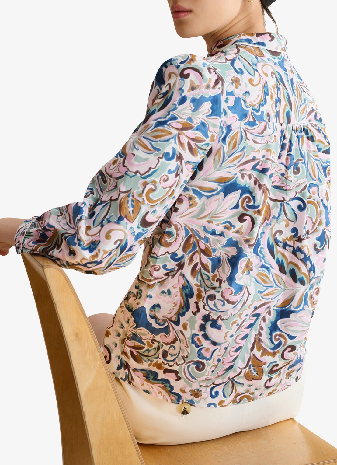 Hobbs Soraya blouse met print - achterkant 5 donkerblauw