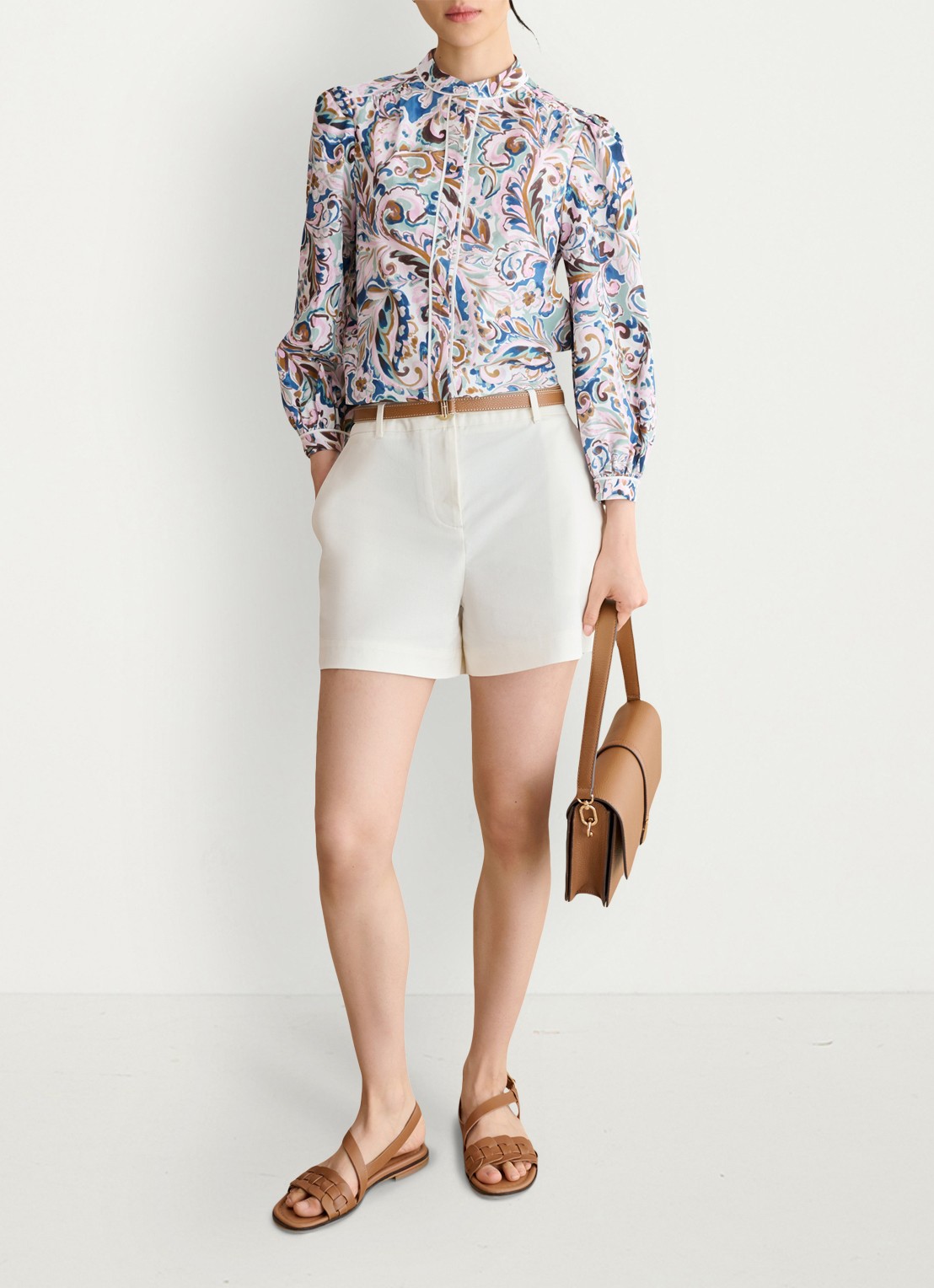 Hobbs Soraya blouse met print - detail 3 donkerblauw