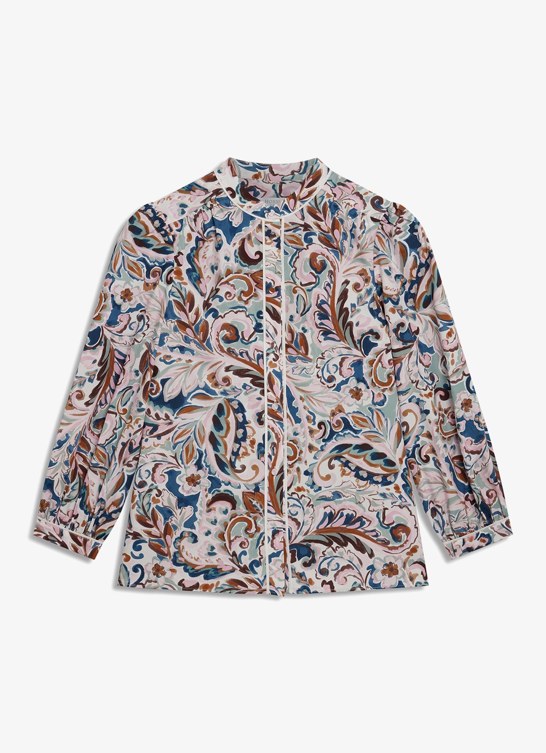 Hobbs Soraya blouse met print - voorkant 6 donkerblauw