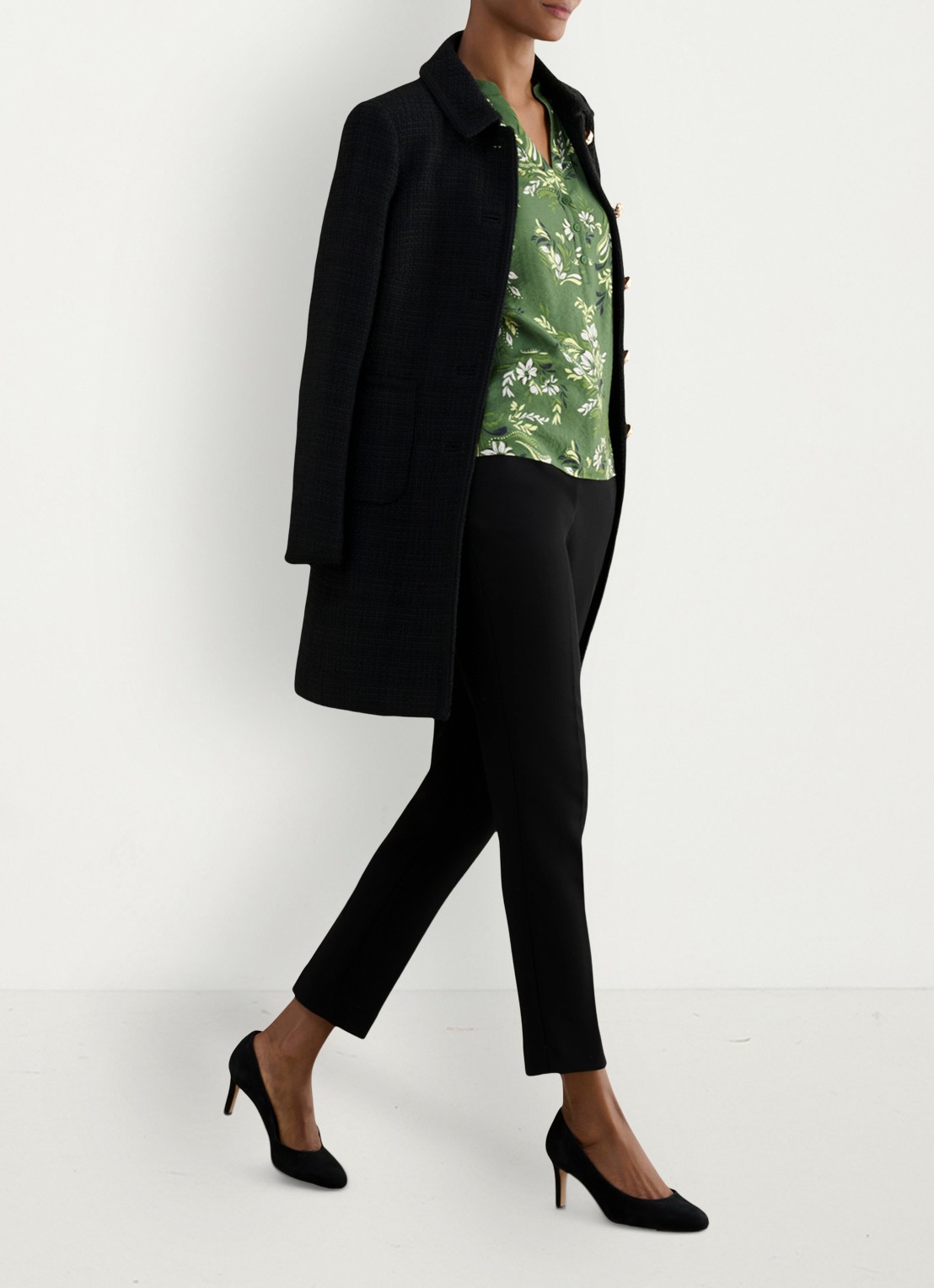 Hobbs Sylvia tuniek met pofmouw en print - detail 4 groen