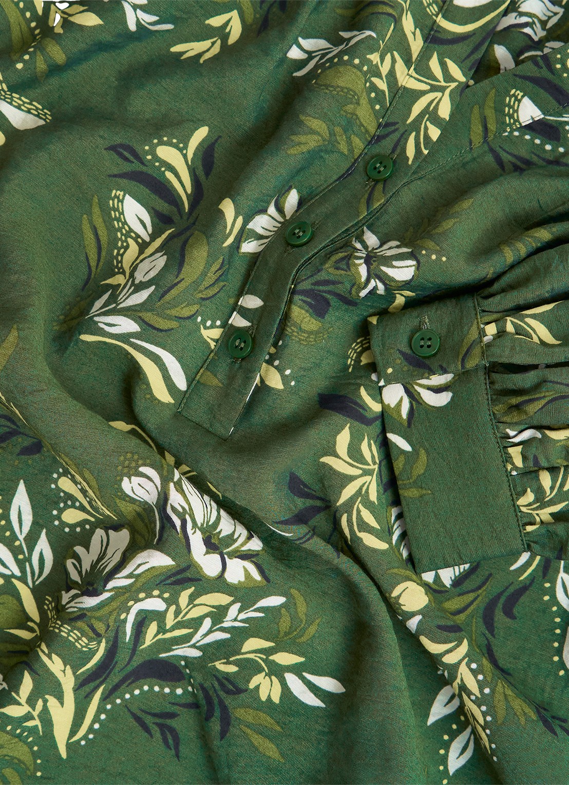 Hobbs Sylvia tuniek met pofmouw en print - detail 5 groen