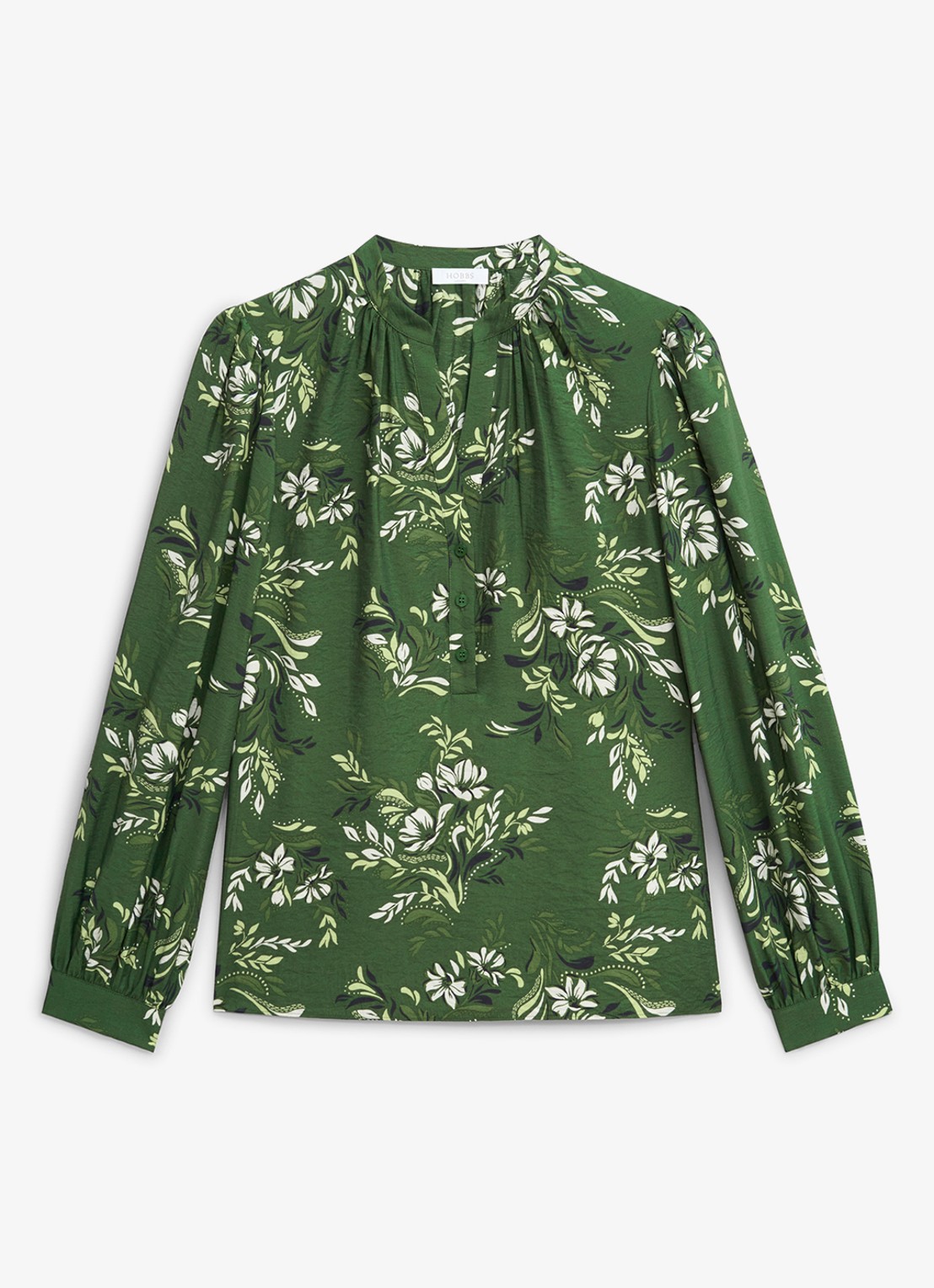 Hobbs Sylvia tuniek met pofmouw en print - voorkant 2 groen
