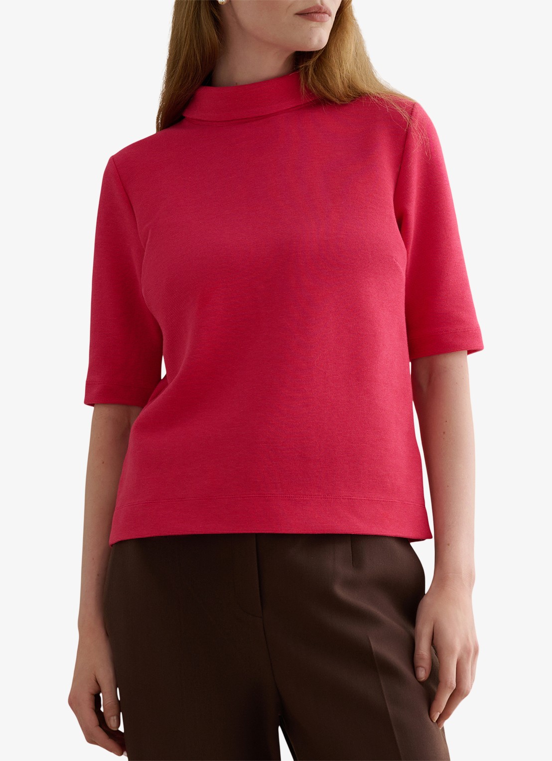Hobbs Tali top in katoenblend met streepprint - detail roze