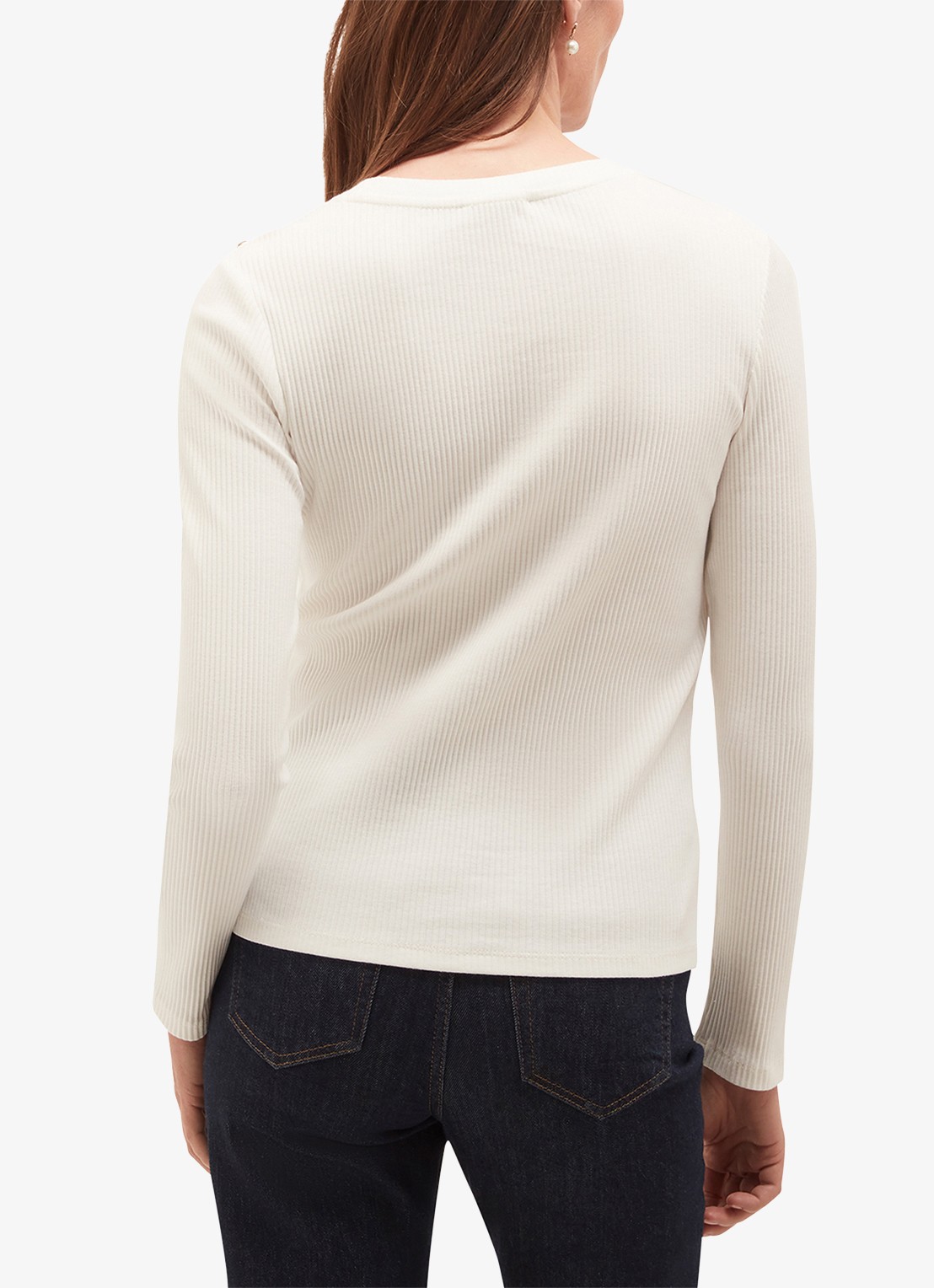 Hobbs Tamsin ribgebreide longsleeve met sierknopen - achterkant 5 ivoor