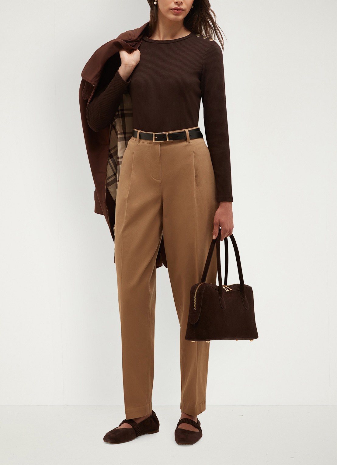 Hobbs Tamsin ribgebreide longsleeve met sierknopen - detail 4 bruin