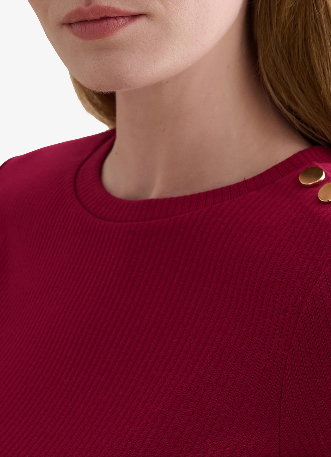 Hobbs Tamsin T-shirt met ribstructuur - detail 3 roze