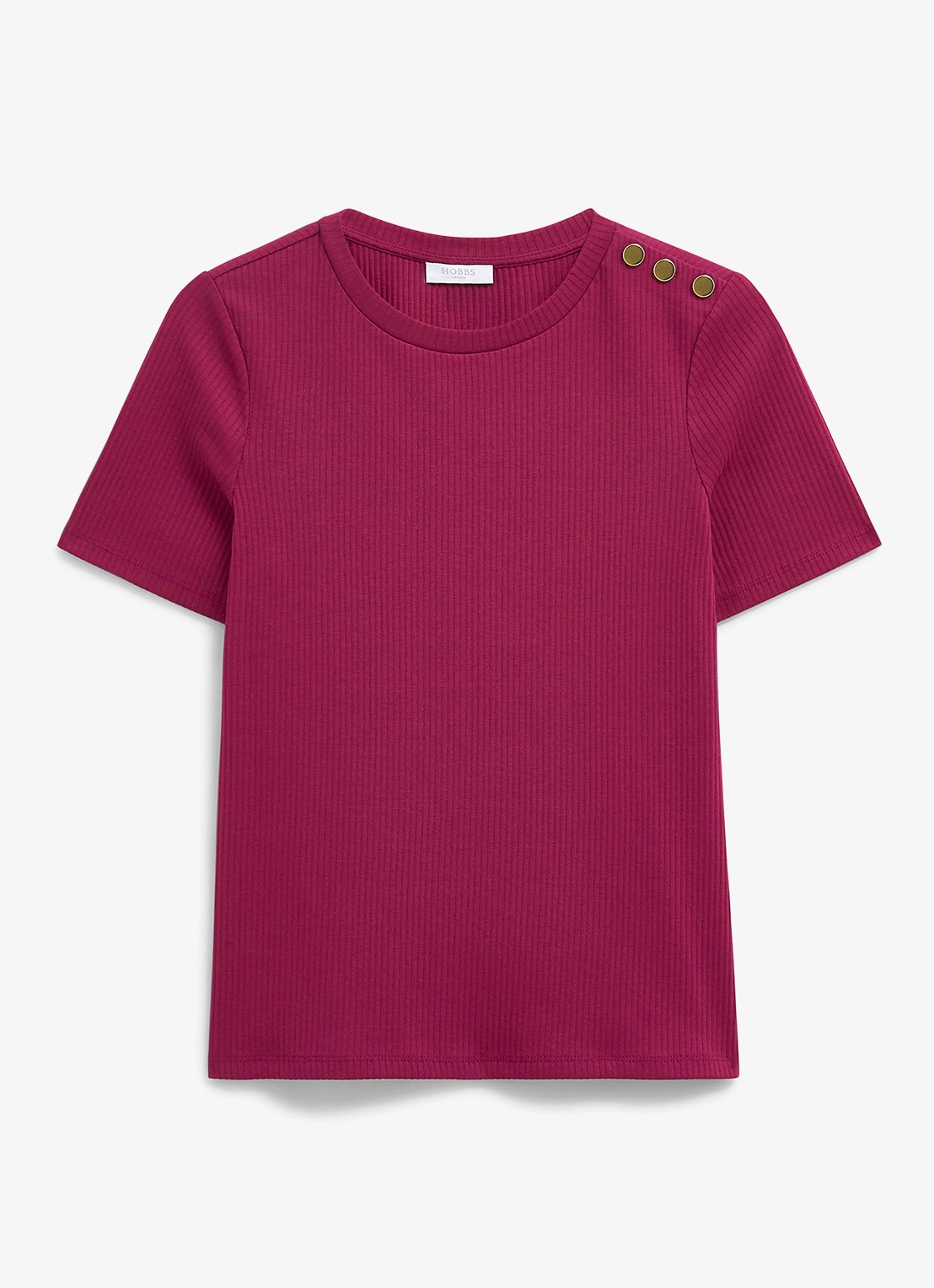 Hobbs Tamsin T-shirt met ribstructuur - voorkant 4 roze