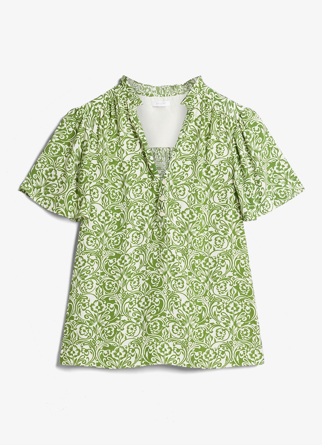 Hobbs Tania tuniek met bloemenprint - voorkant groen