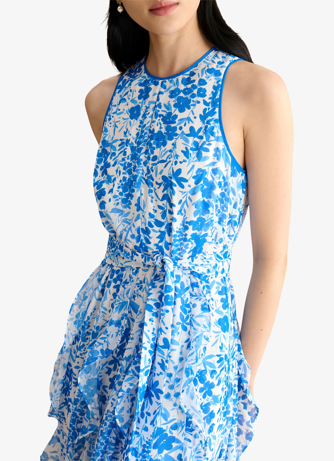 Hobbs Taryn maxi jurk met bloemenprint - detail 3 blauw