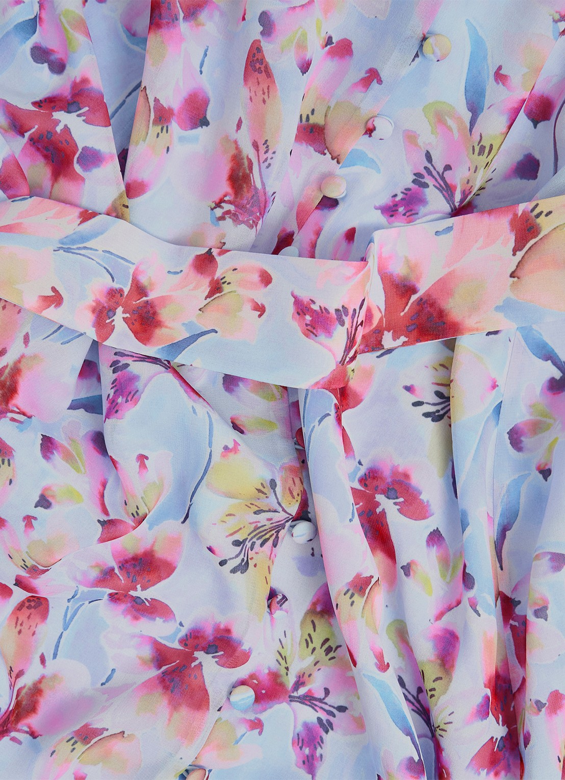 Hobbs Thea maxi blousejurk met bloemenprint en pofmouw - detail 6 lichtblauw