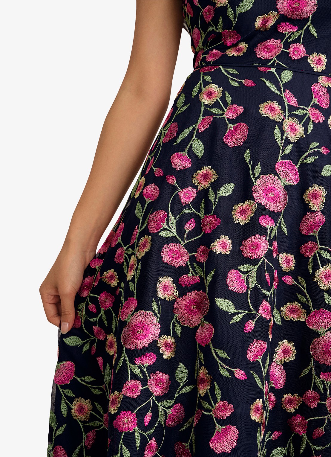 Hobbs Tia midi jurk met bloemenprint - detail 3 roze