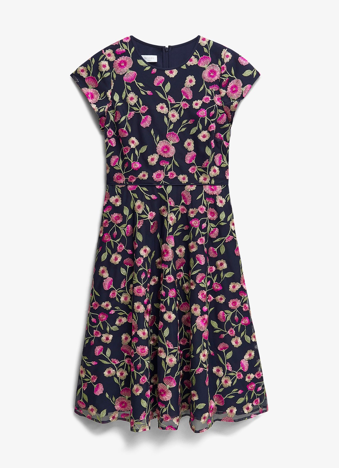 Hobbs Tia midi jurk met bloemenprint - voorkant 5 roze