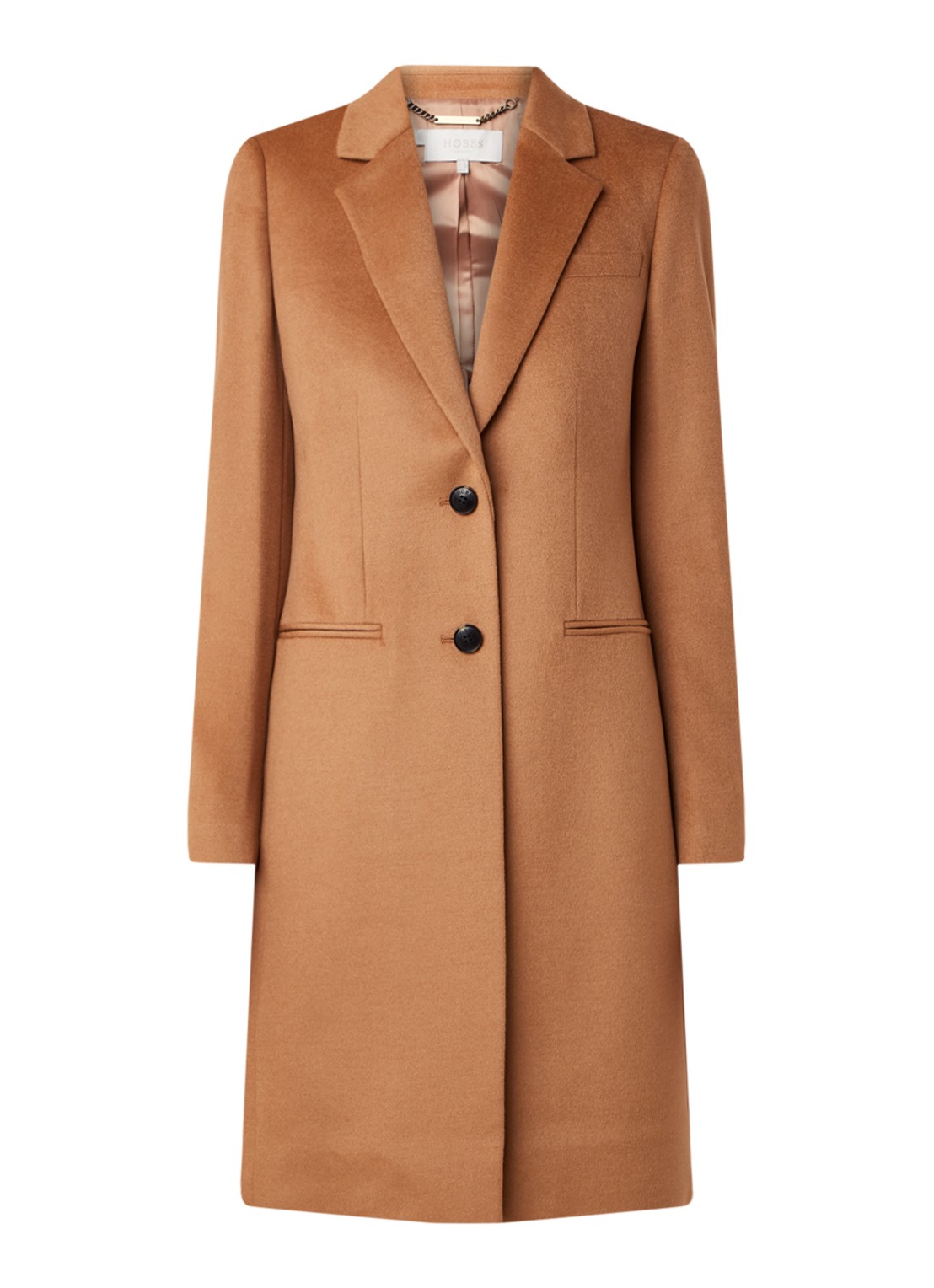 Hobbs Tilda mantel van wol met steekzakken - voorkant 2 camel
