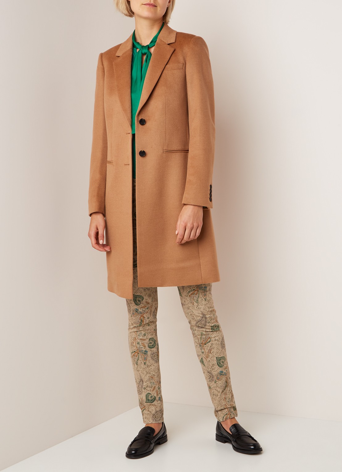 Hobbs Tilda mantel van wol met steekzakken - voorkant 3 camel