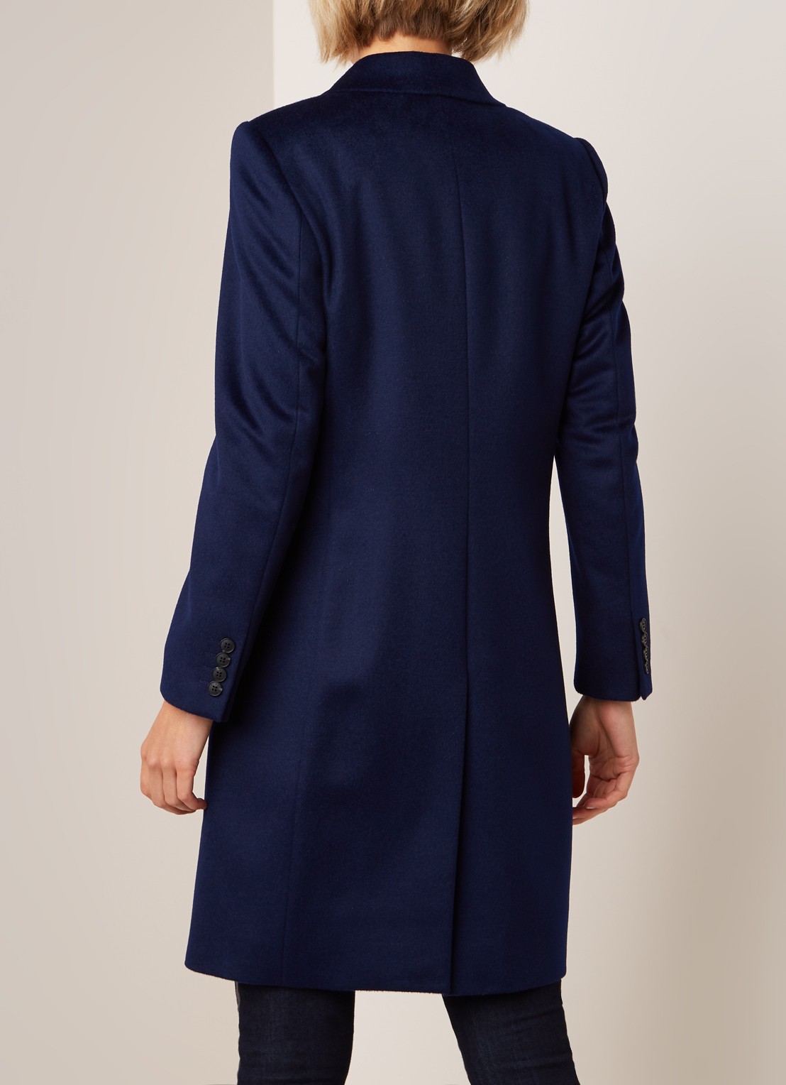 Hobbs Tilda mantel van wol met steekzakken - achterkant 2 donkerblauw