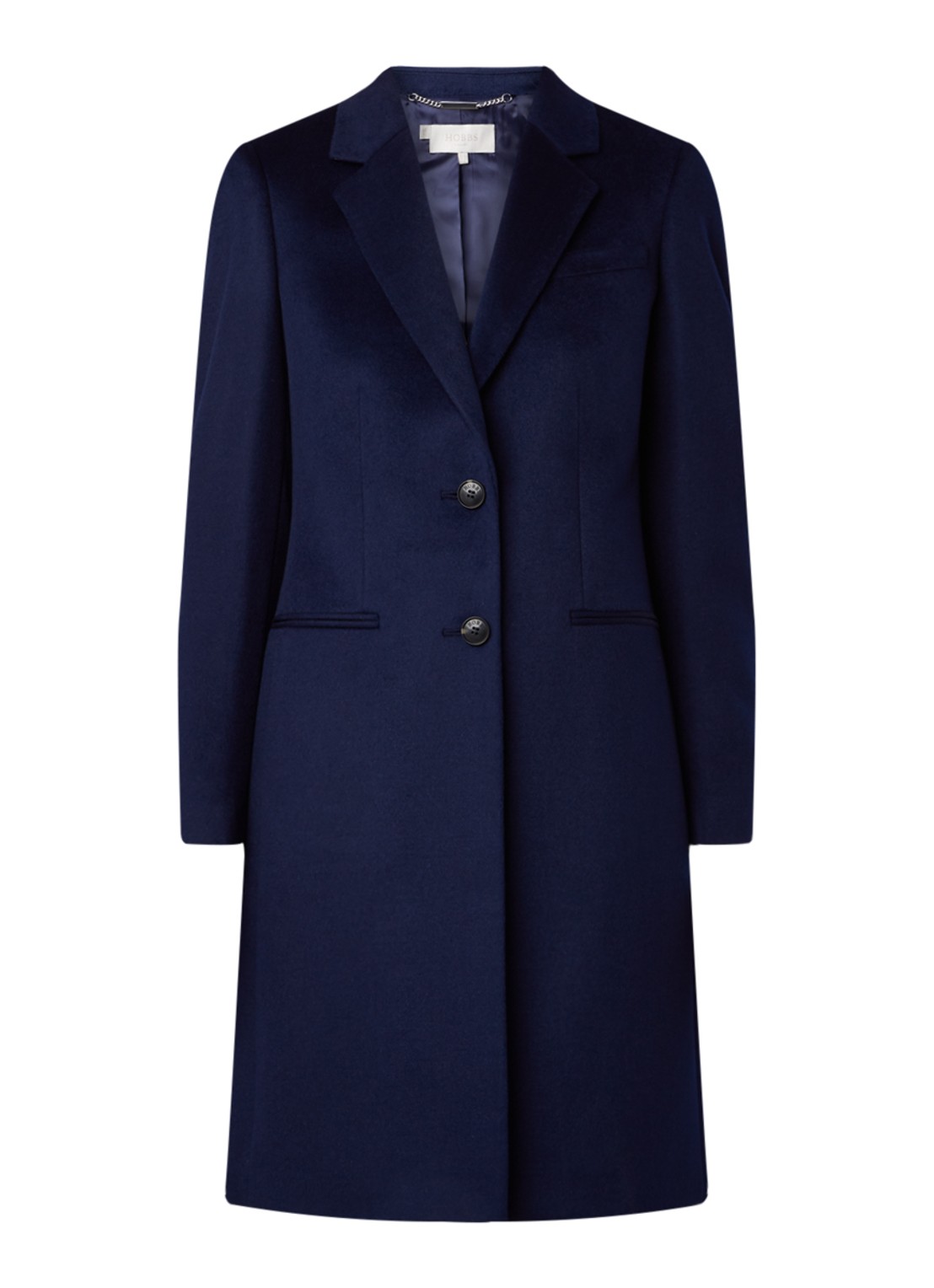 Hobbs Tilda mantel van wol met steekzakken - voorkant 3 donkerblauw