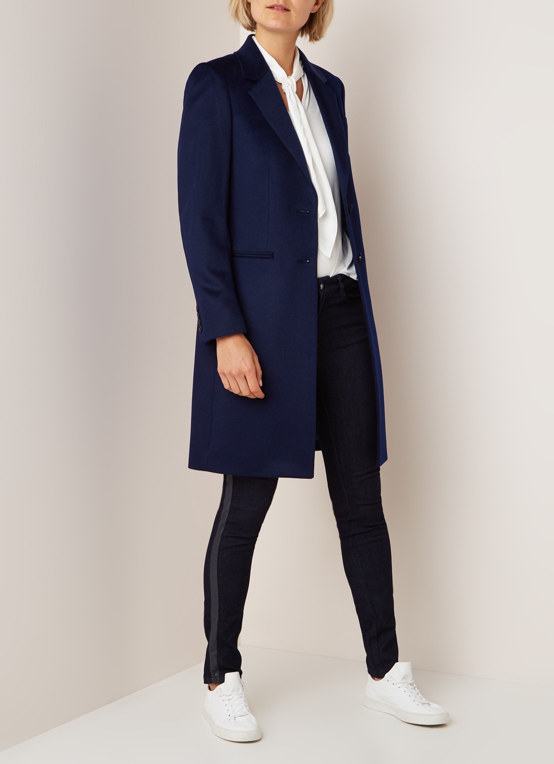 Hobbs Tilda mantel van wol met steekzakken - voorkant 4 donkerblauw