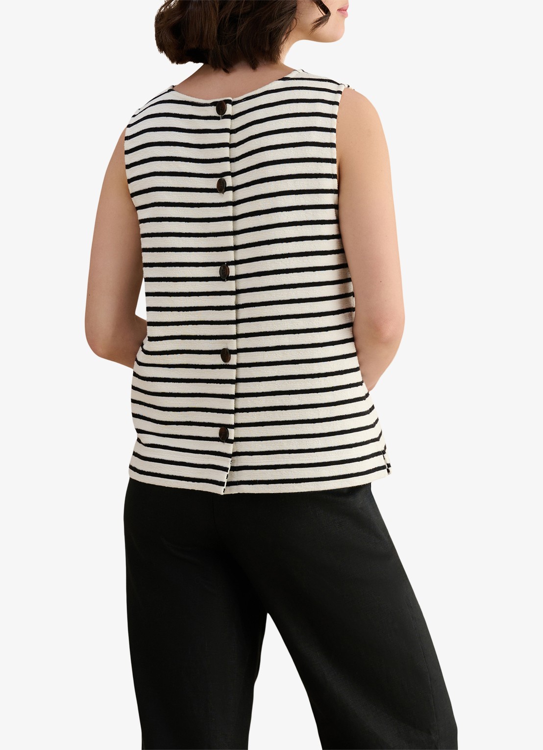 Hobbs Top met streepprint - achterkant zwart
