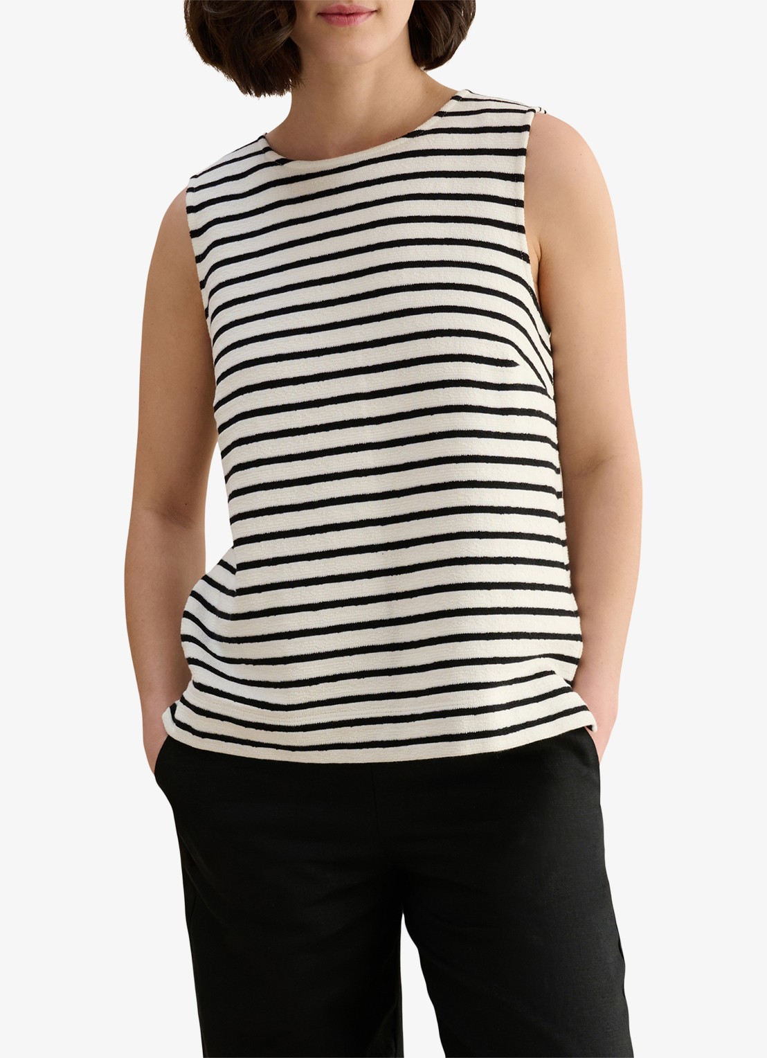 Hobbs Top met streepprint - detail 2 zwart